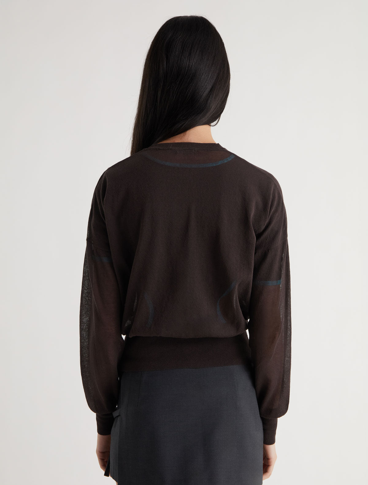 Leds sheer cotton sweater brown