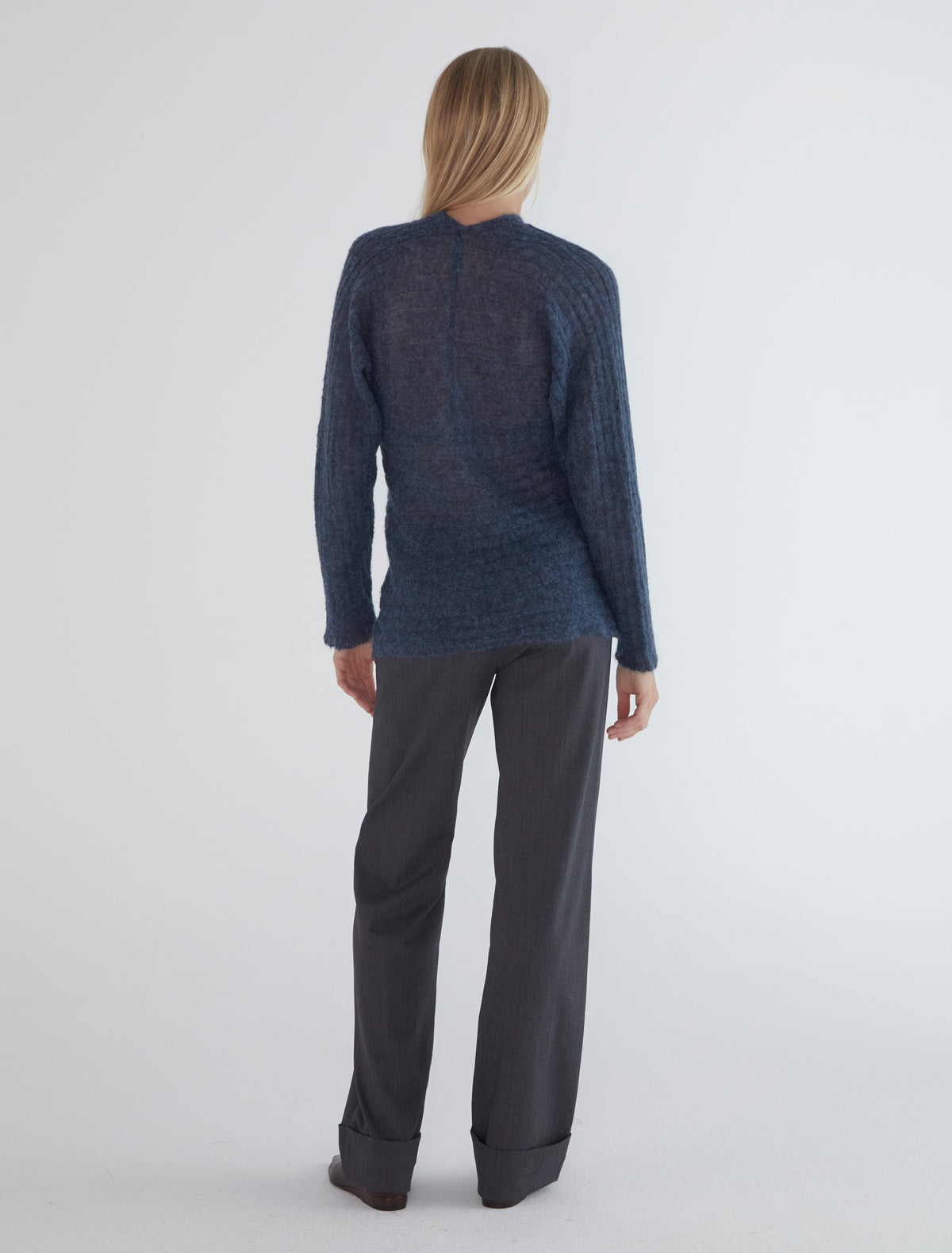 Lichen sweater horizontal ribbing navy
