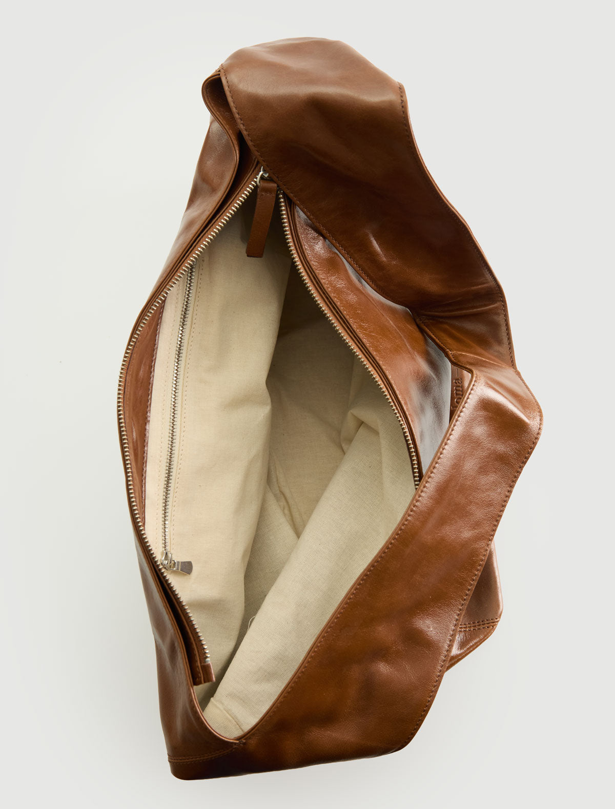 Lisa large leather bag wide handle brown