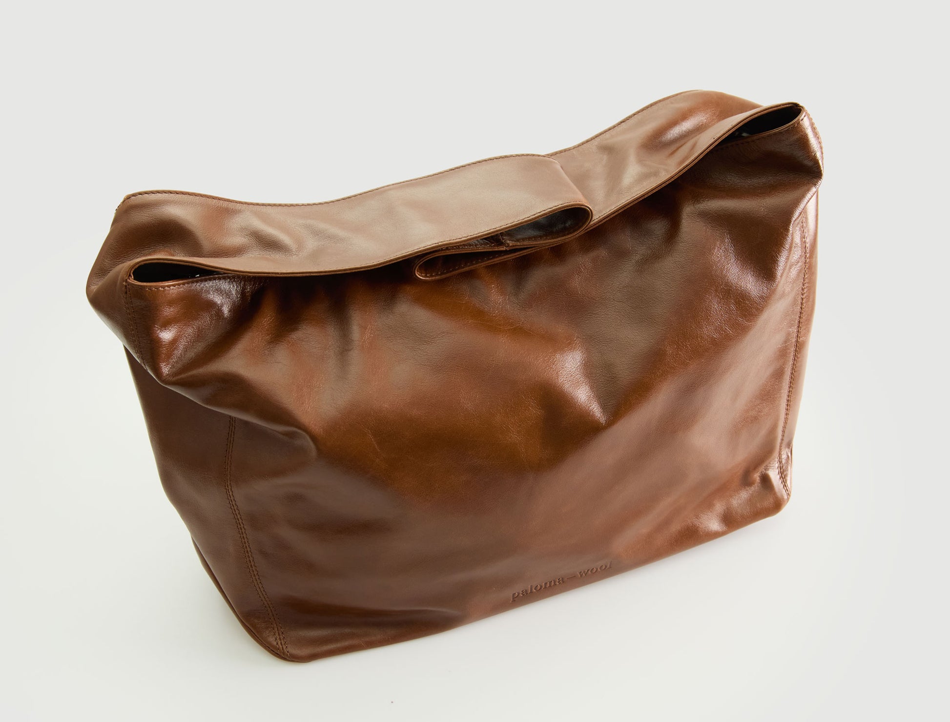Lisa large leather bag wide handle brown