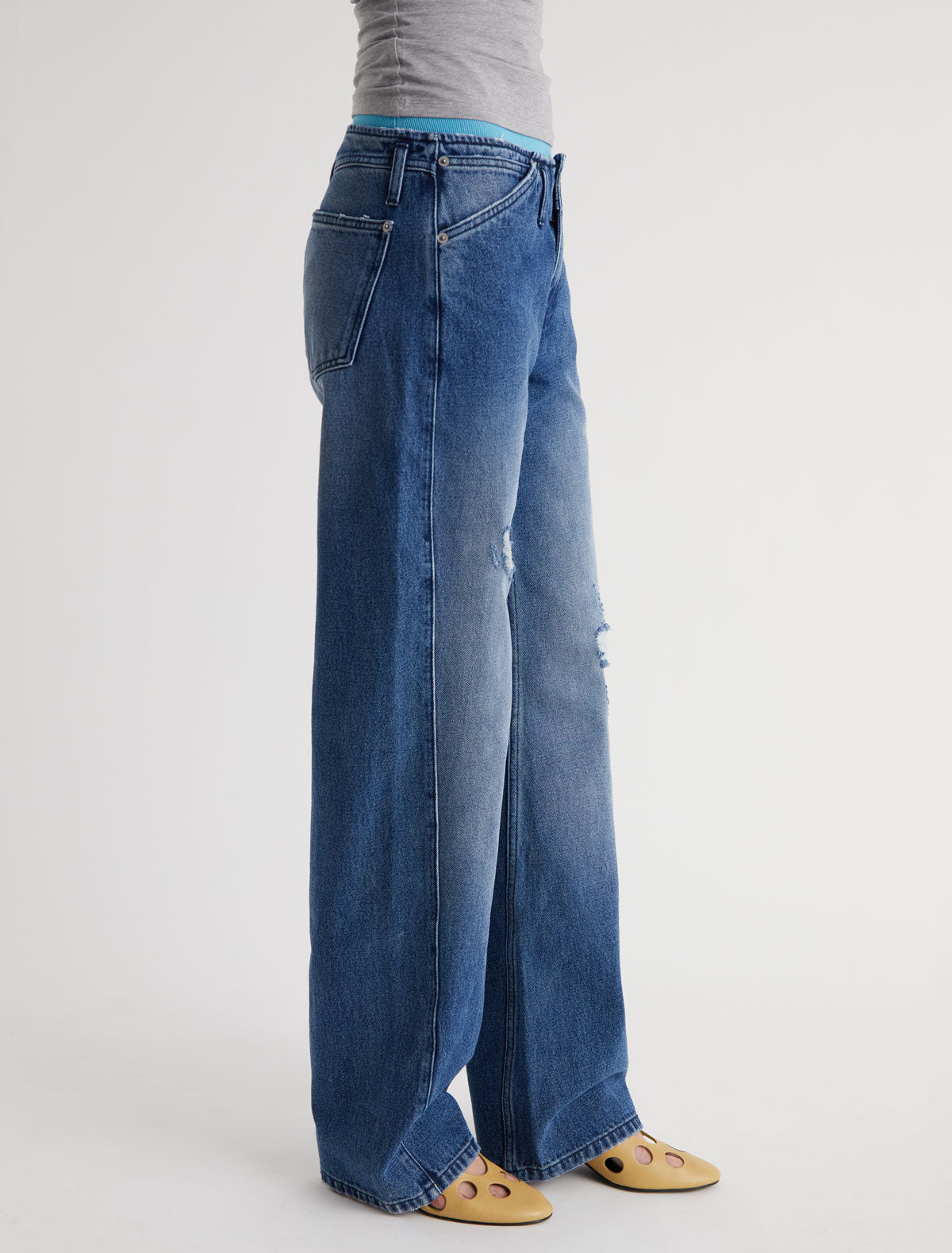 Lonati denim trousers without waistband large pockets