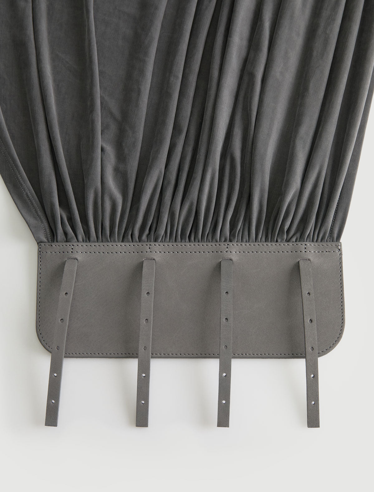 Long adriana sash style belt gathered fabric panel leather part grey vigore