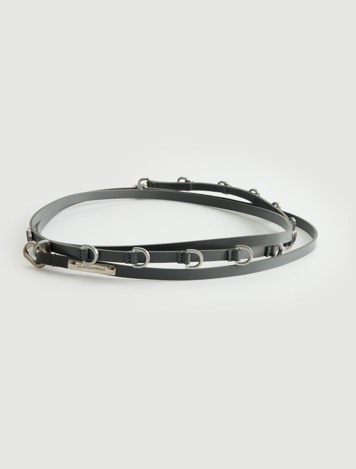 Long nora extra slim belt carabiner metal d rings greyishblue