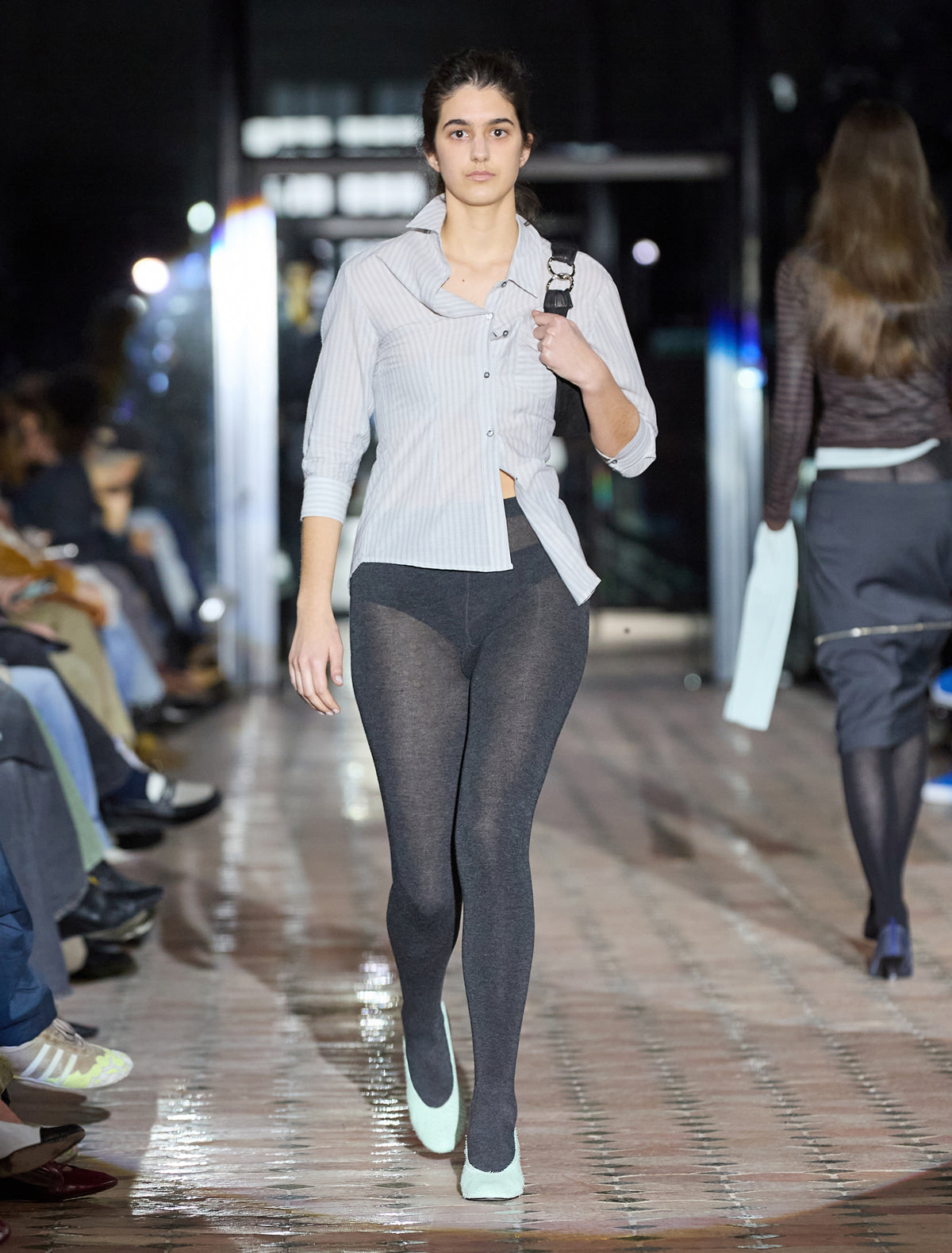Bruna elbow length striped shirt