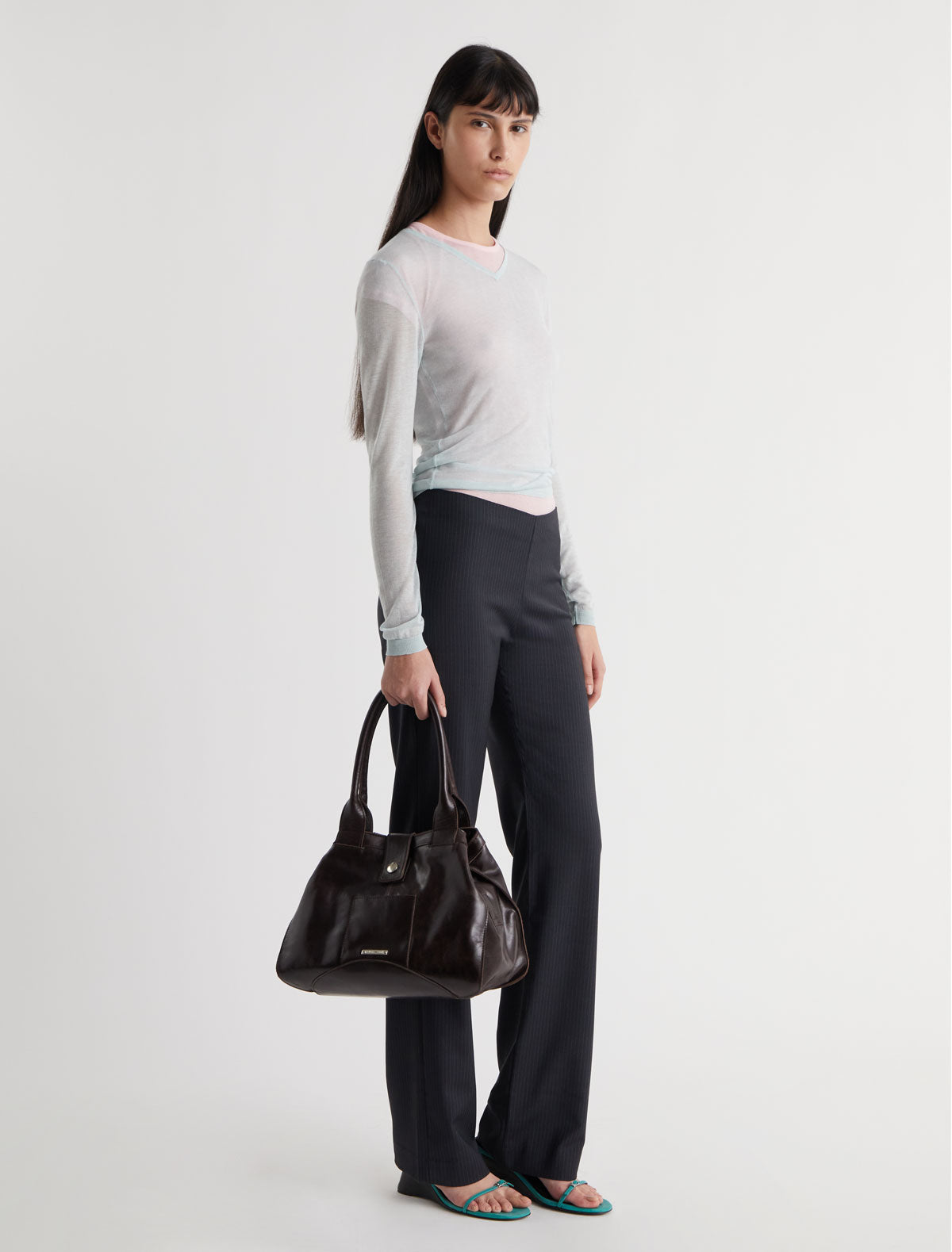 Malek striped suit pants back detail