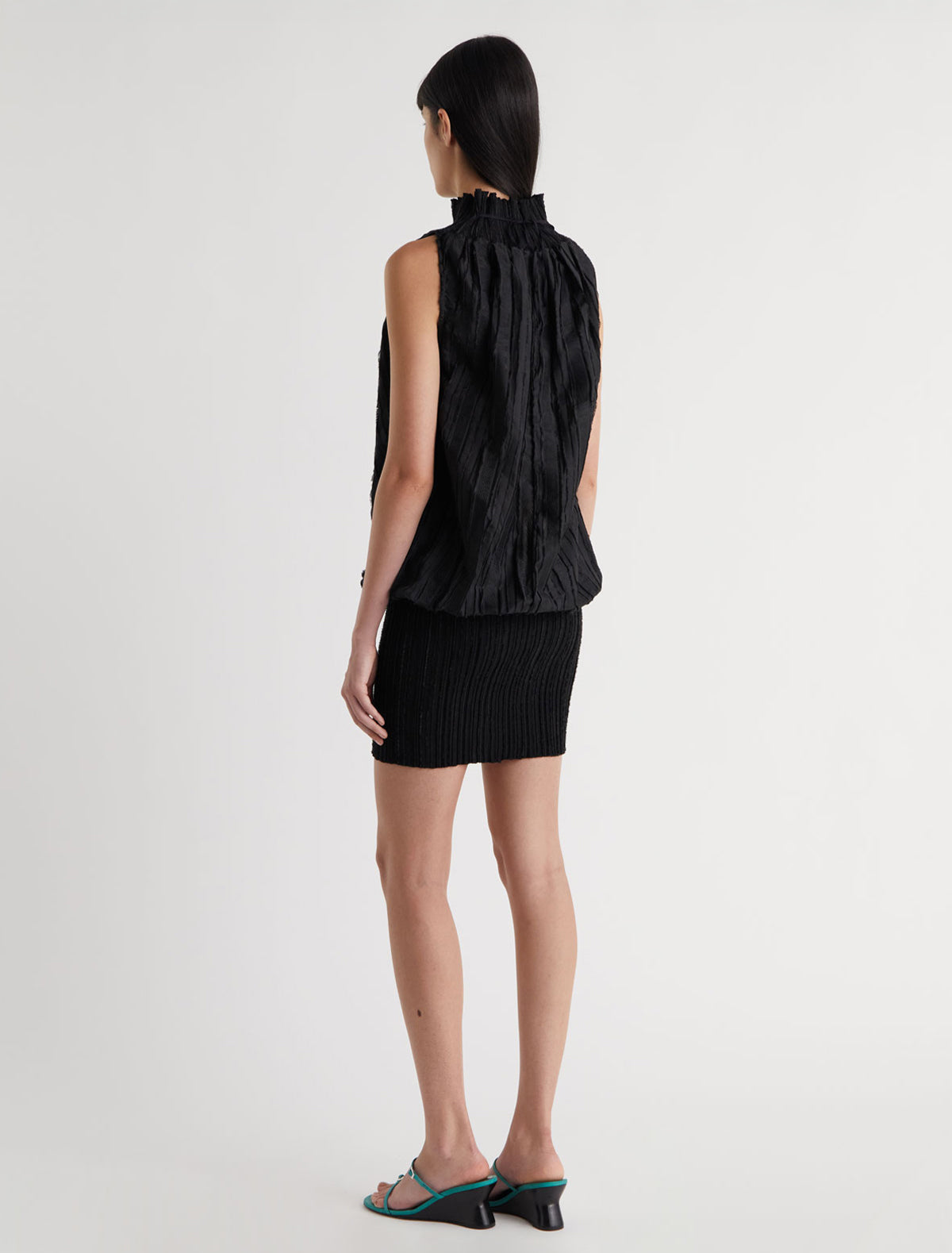 Mapo dress short high neck dress fitted hem black