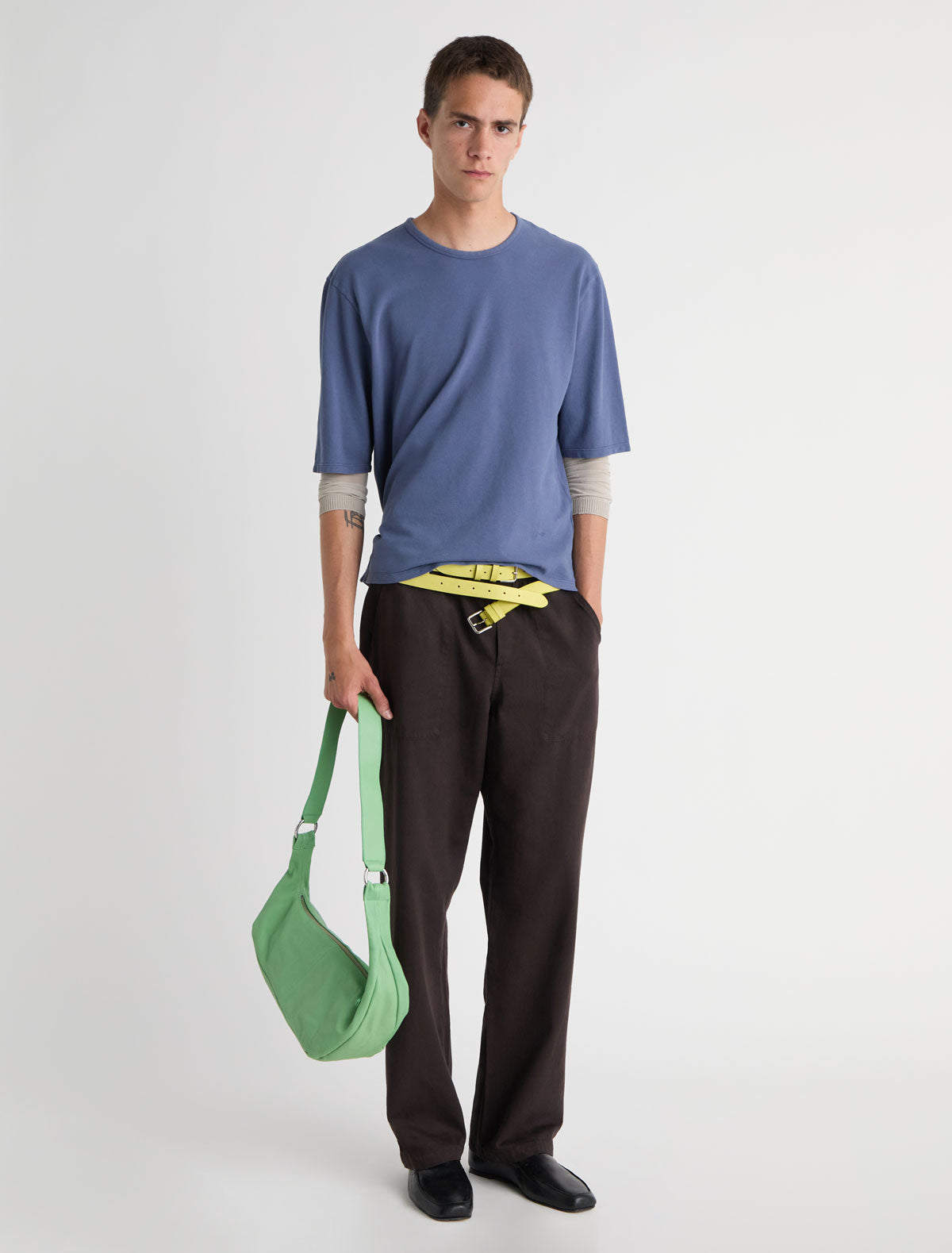 Amigo pants elasticated waistband adjustable drawstring brown