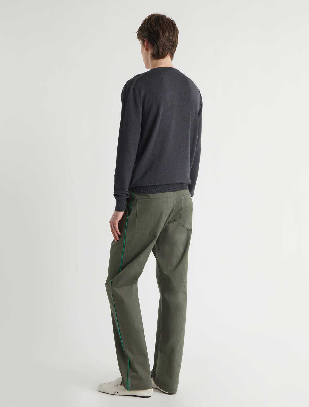 Mario v neck wool sweater front placket pocket detailing