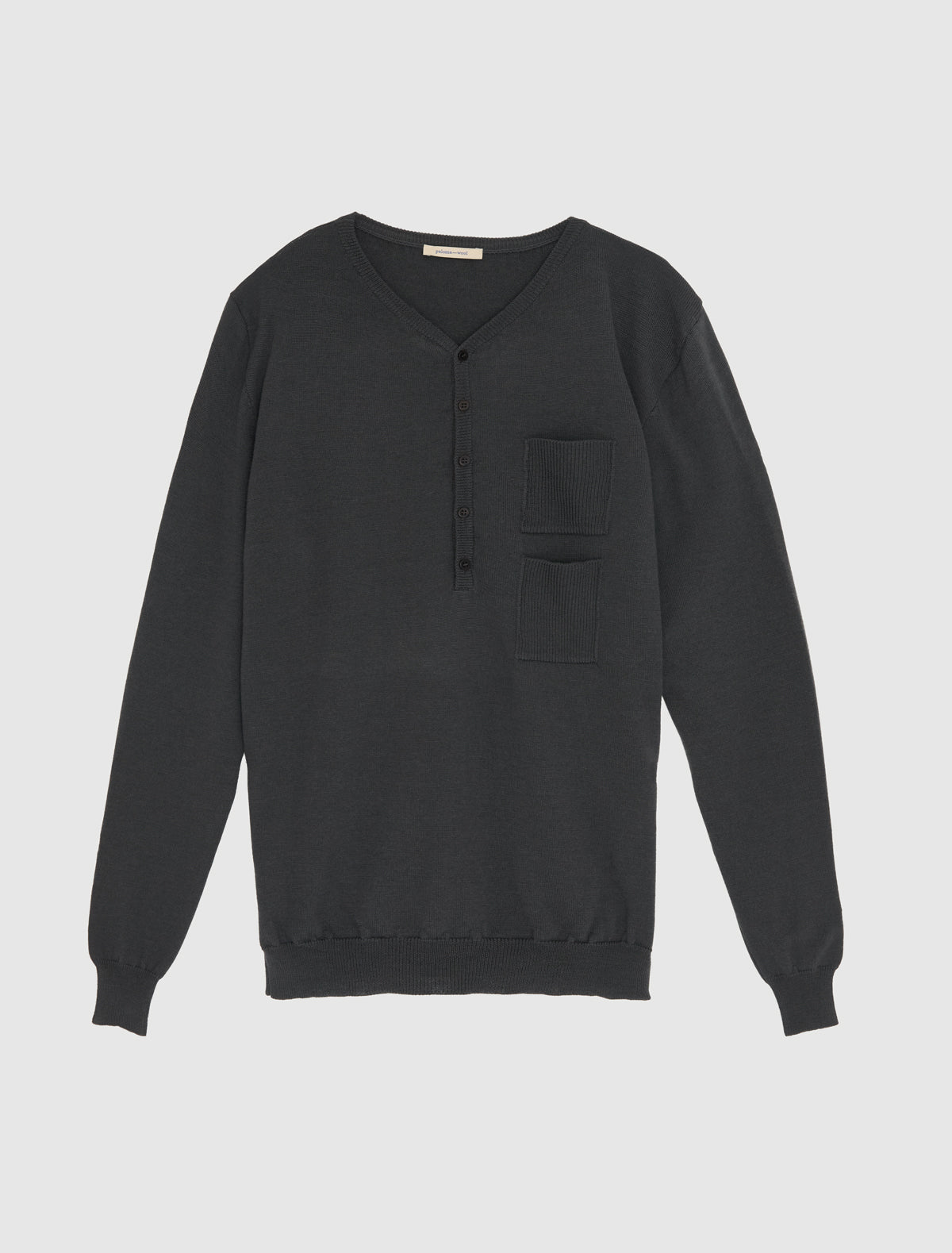 Mario v neck wool sweater front placket pocket detailing