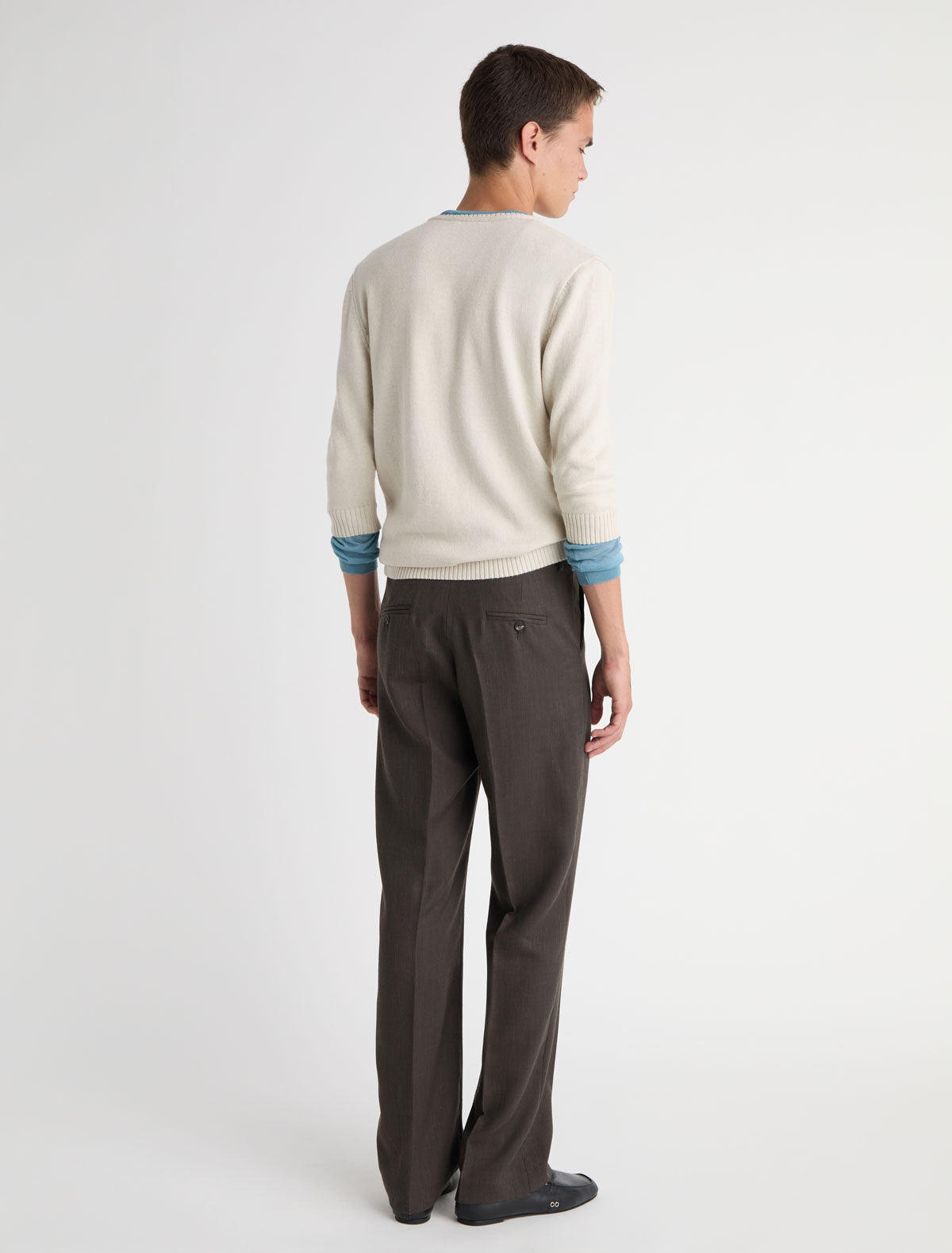 Mel v neck sweater elbow length sleeves offwhite