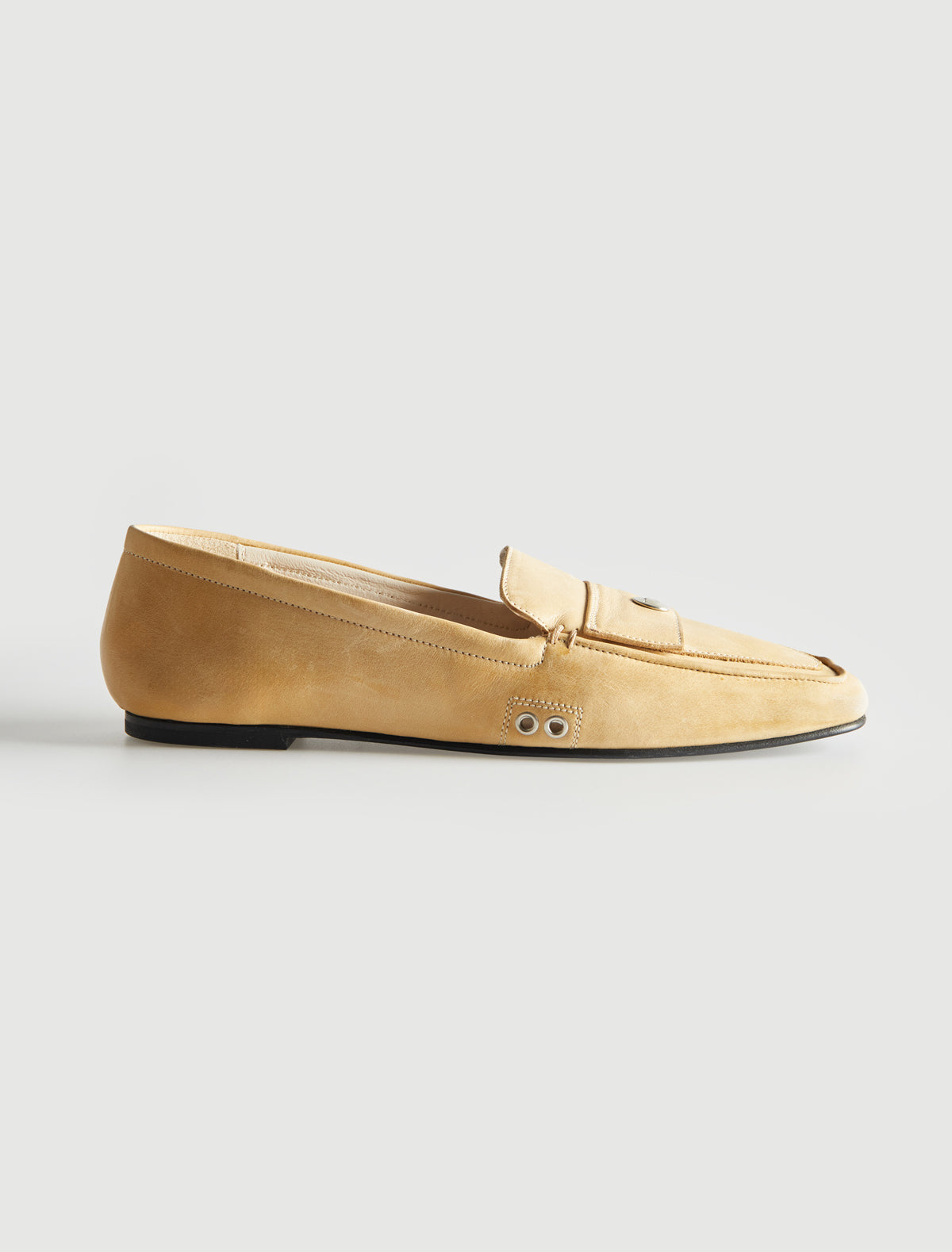 Micaela pockets lined leather loafer pocket detail vamp ocher
