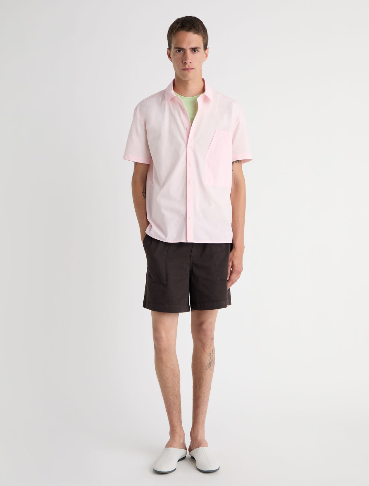 Milefile short sleeved shirt front pocket pink