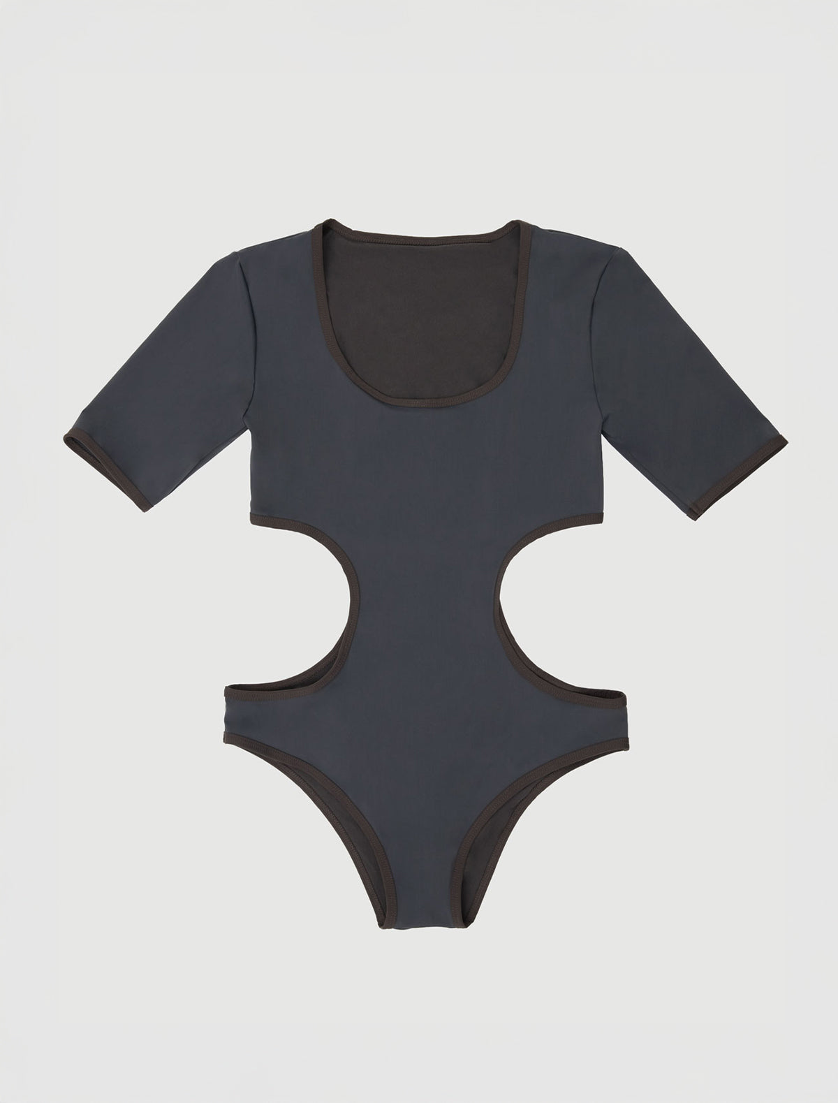Minu short sleeve trikini with contrast piping grey