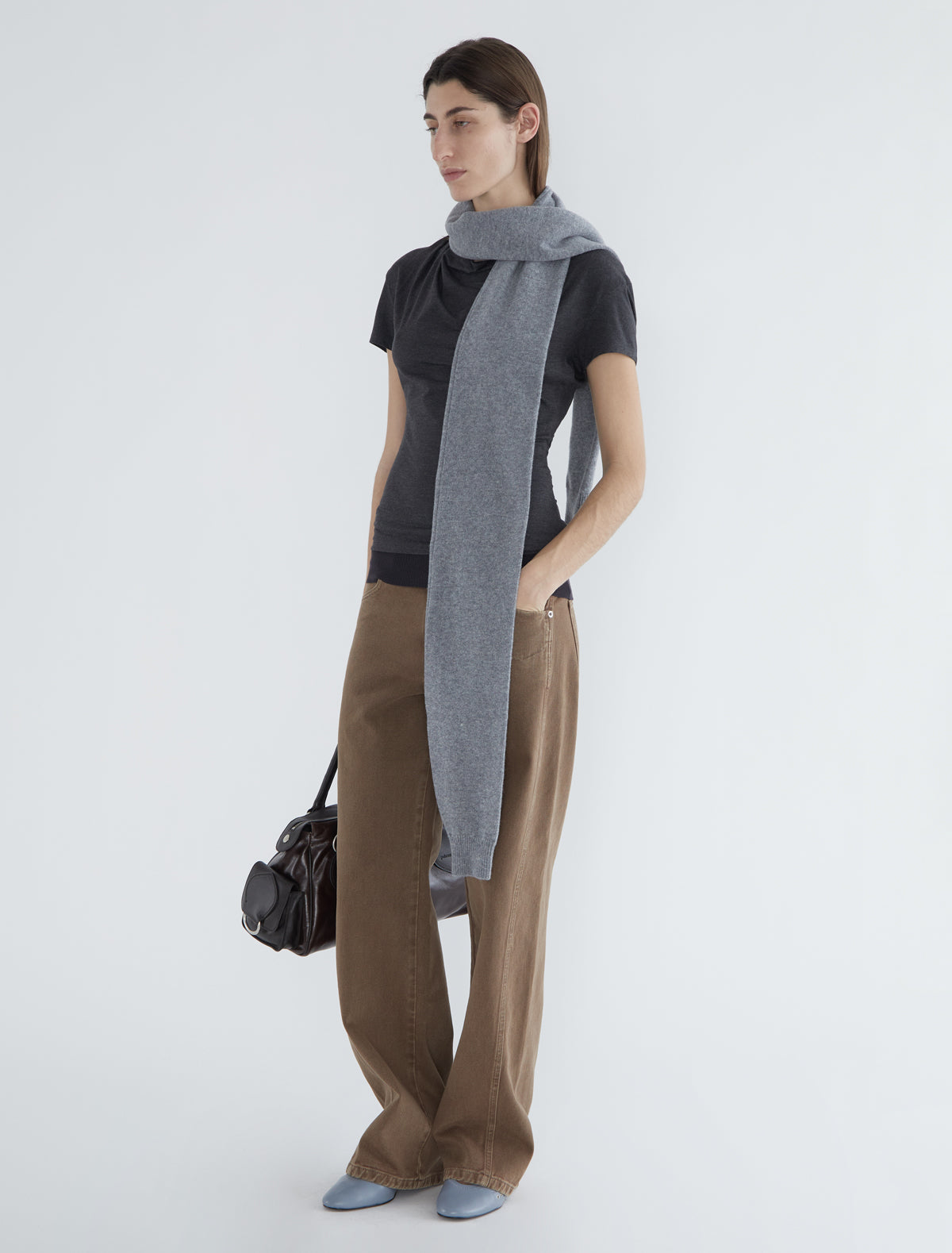 Moix wool scarf cuffs grey