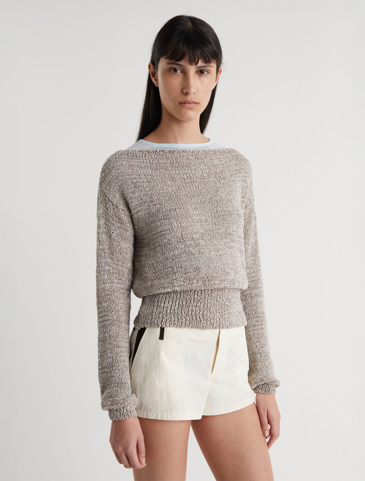 Mosto long sleeve cord style knit sweater grey