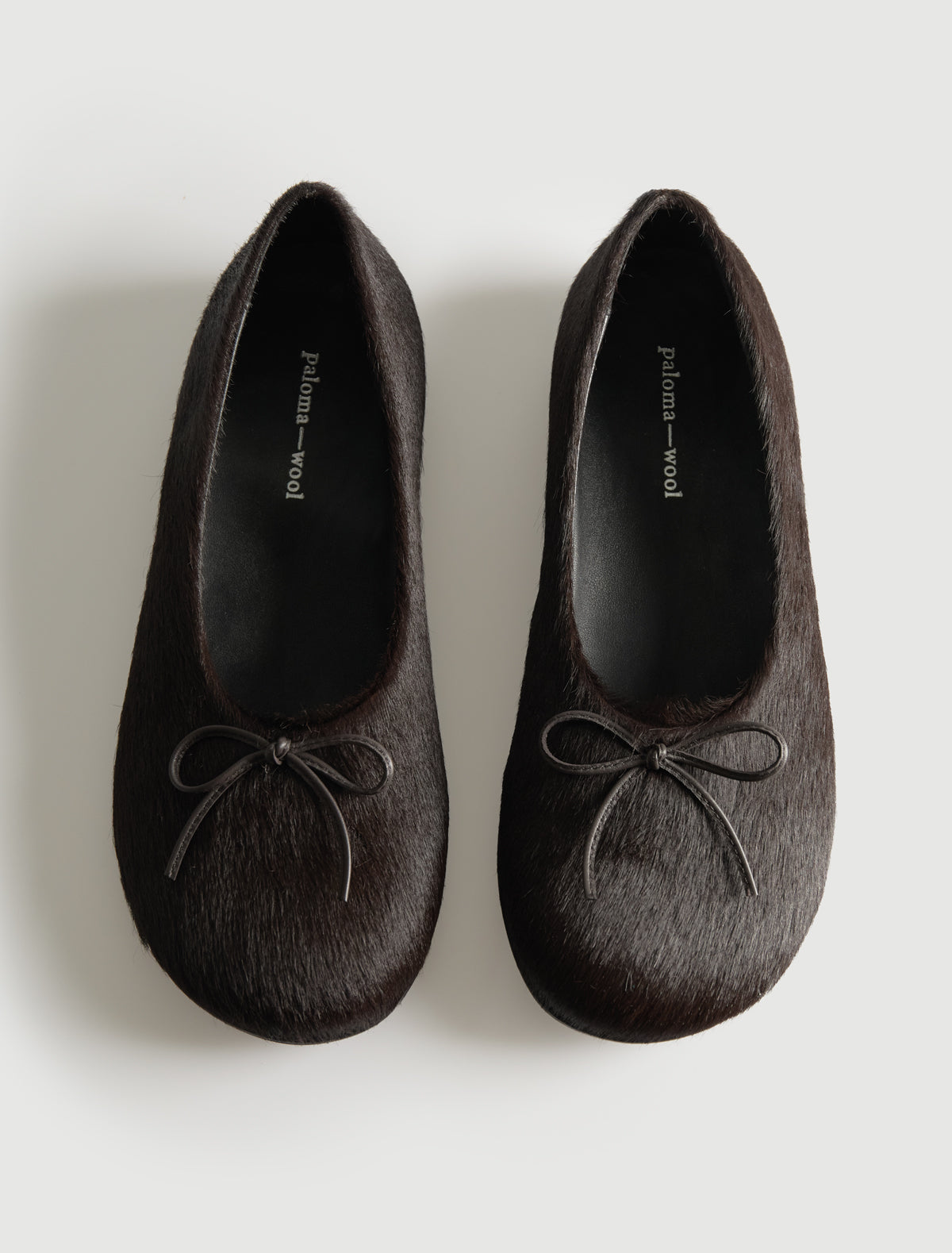 Napoli ballerine ii flat barefoot style last hair on leather brown