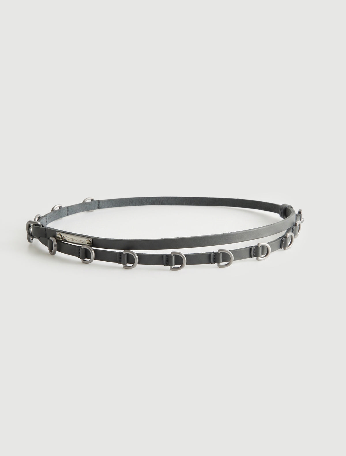 Nora nora extra slim belt carabiner metal d rings greyishblue