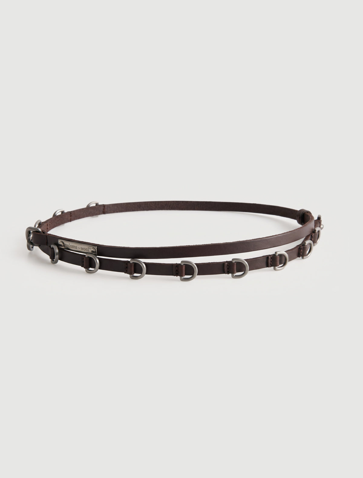 Nora extra slim belt carabiner metal d rings brown