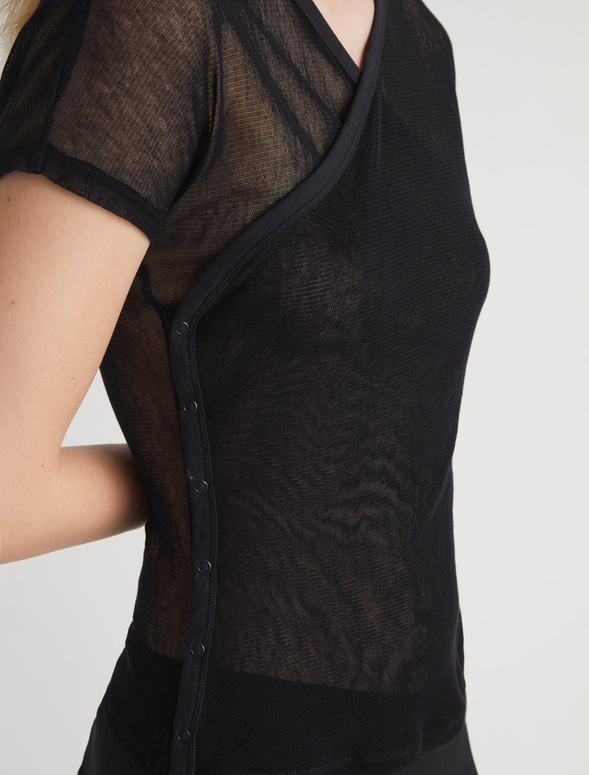 Olimpia crossed ranglan tulle top side snap closures black 2