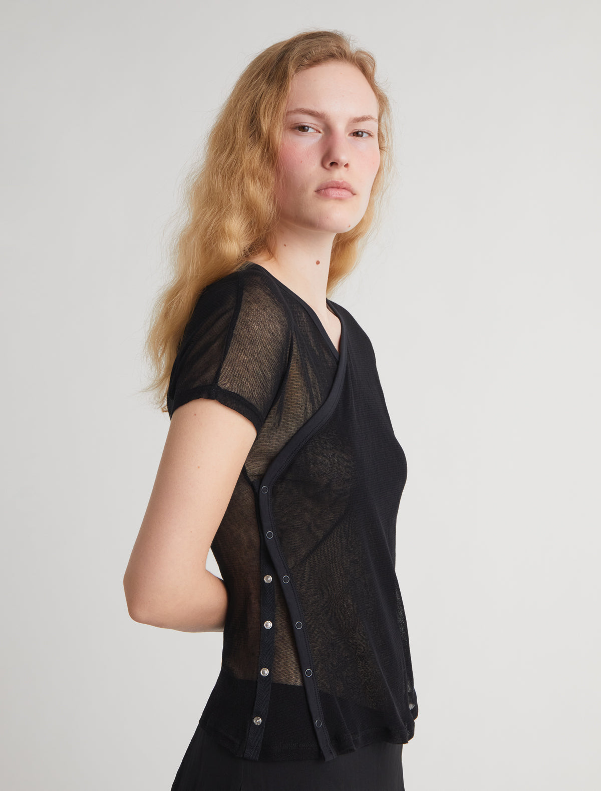 Olimpia crossed ranglan tulle top side snap closures black 2