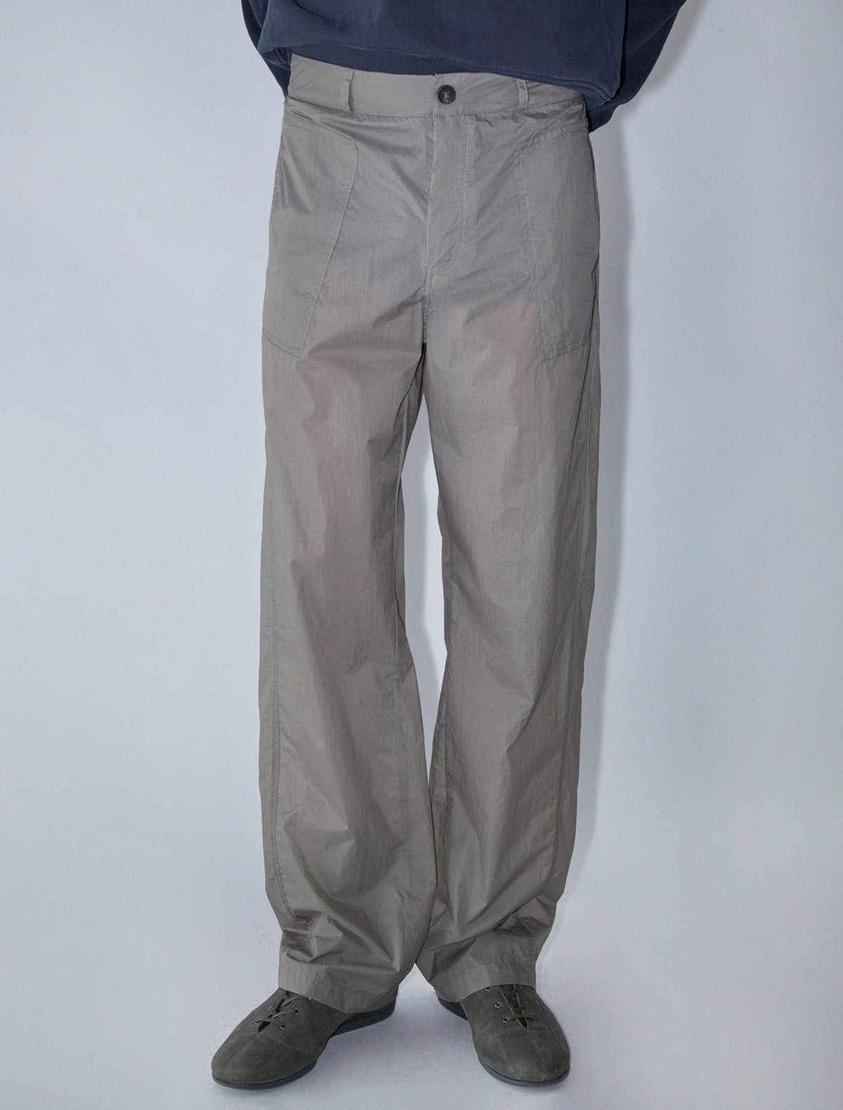 Orlando nylon trousers side patch pockets khaki