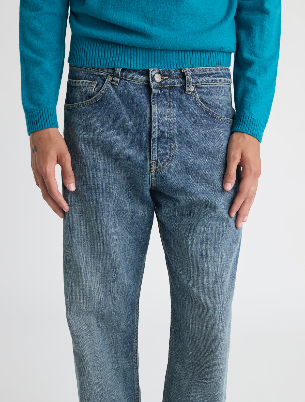 Difi mens denim trousers pw embroidery back pocket