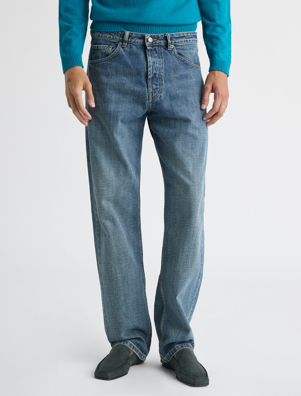 Difi mens denim trousers pw embroidery back pocket