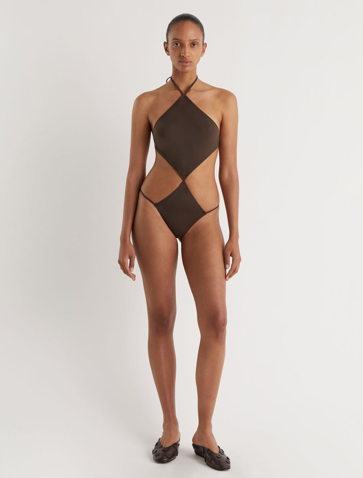 Parle diamond shaped trikini brown
