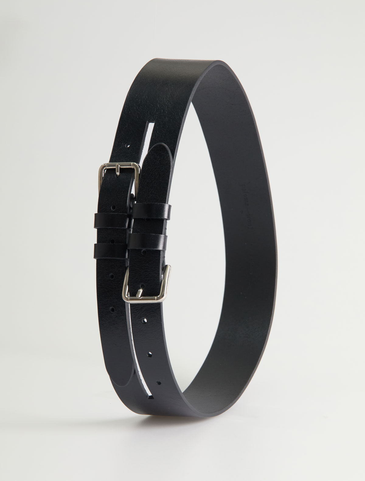 Penelope ii leather belt double buckle system black