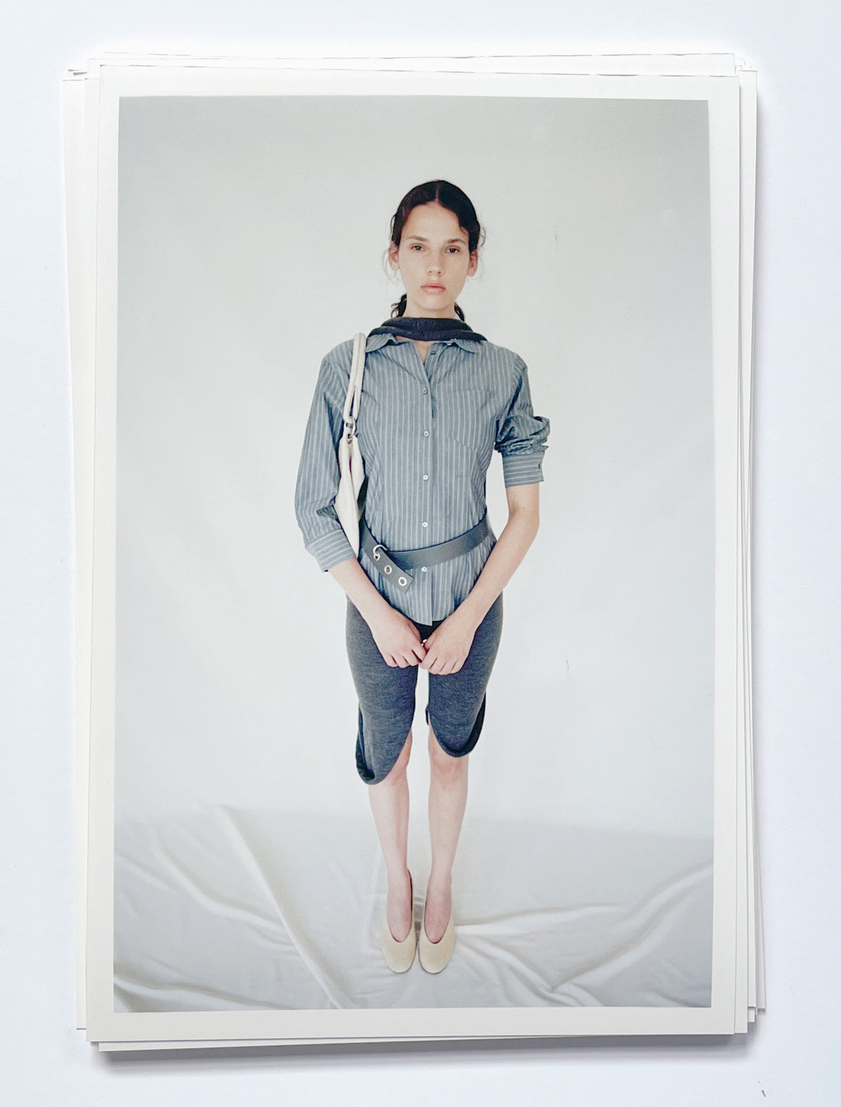 Bruna elbow length striped shirt navy