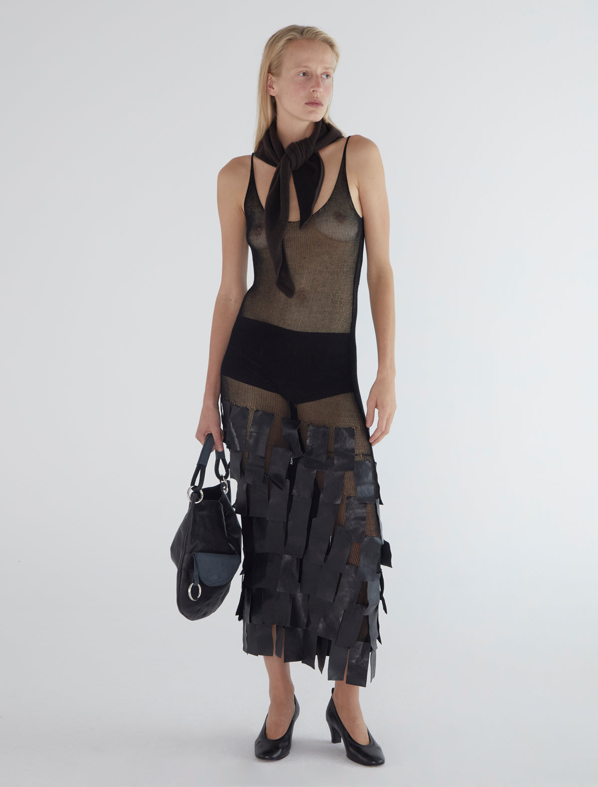 Prima soft warm wool triangle scarf brown