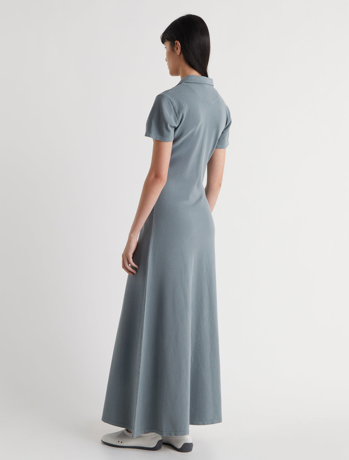 Pw polo short sleeve long dress pique polo fabric