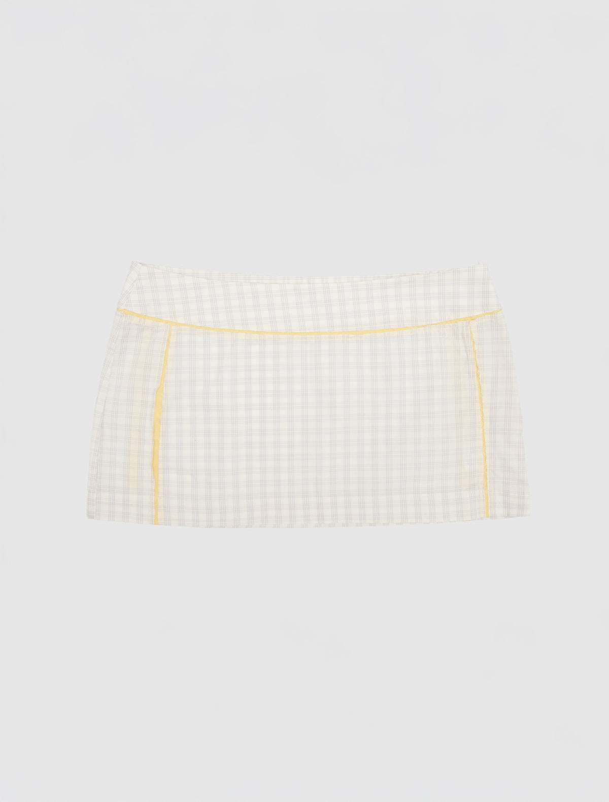 Salina checked mini skirt exposed raw seams