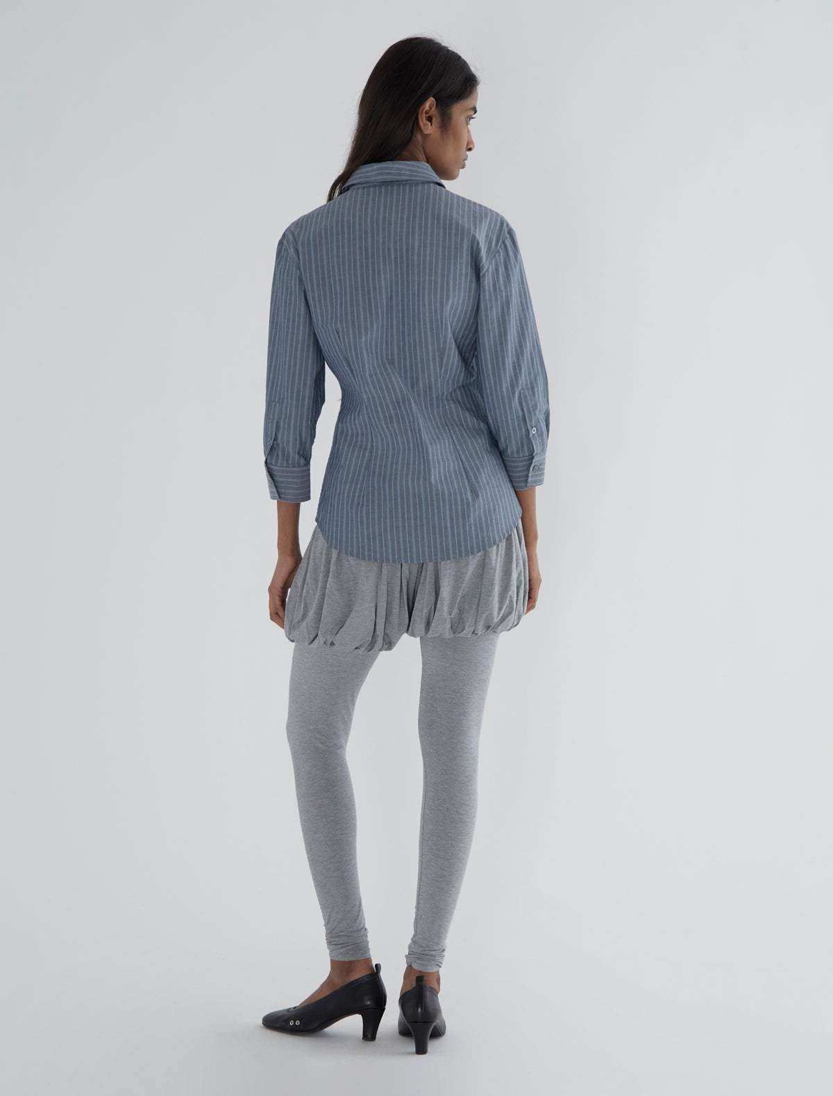 Caly fitted pants puffed effect grey