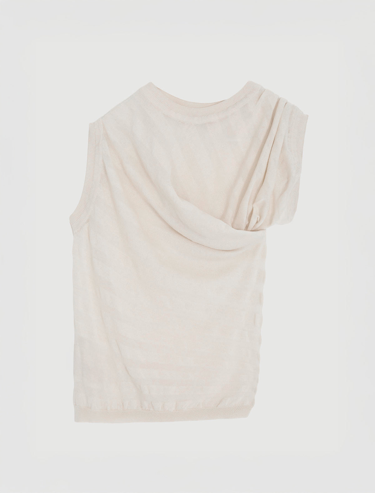 Raven asymmetric draped top striped effect knit offwhite