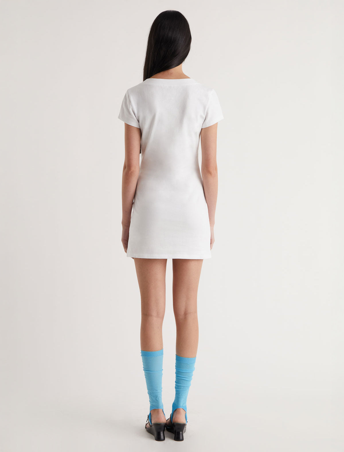 Rodondo short sleeve dress round neckline kangaroo style pocket
