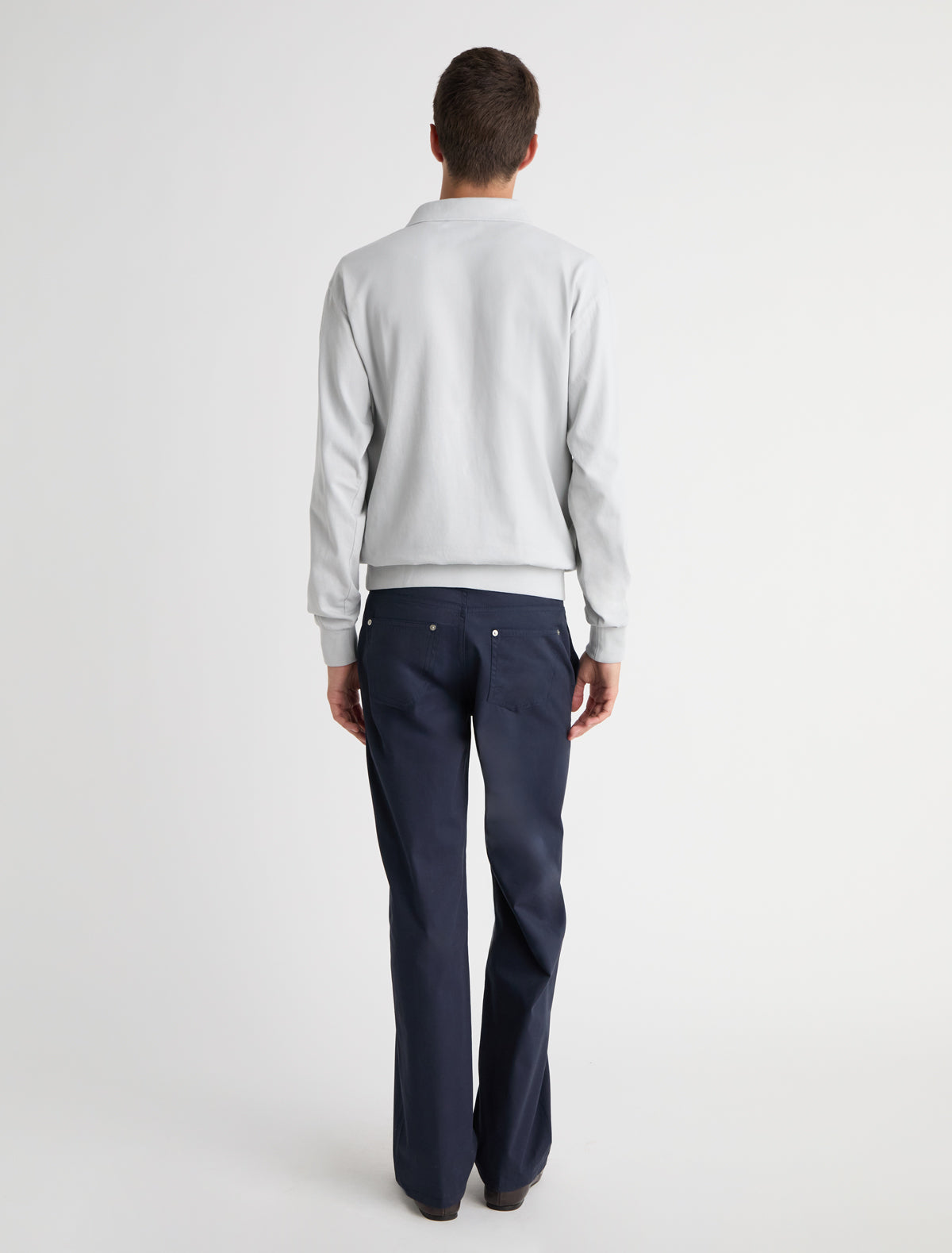 Romi long sleeve polo shirt extended placket ribbed cuffs hem