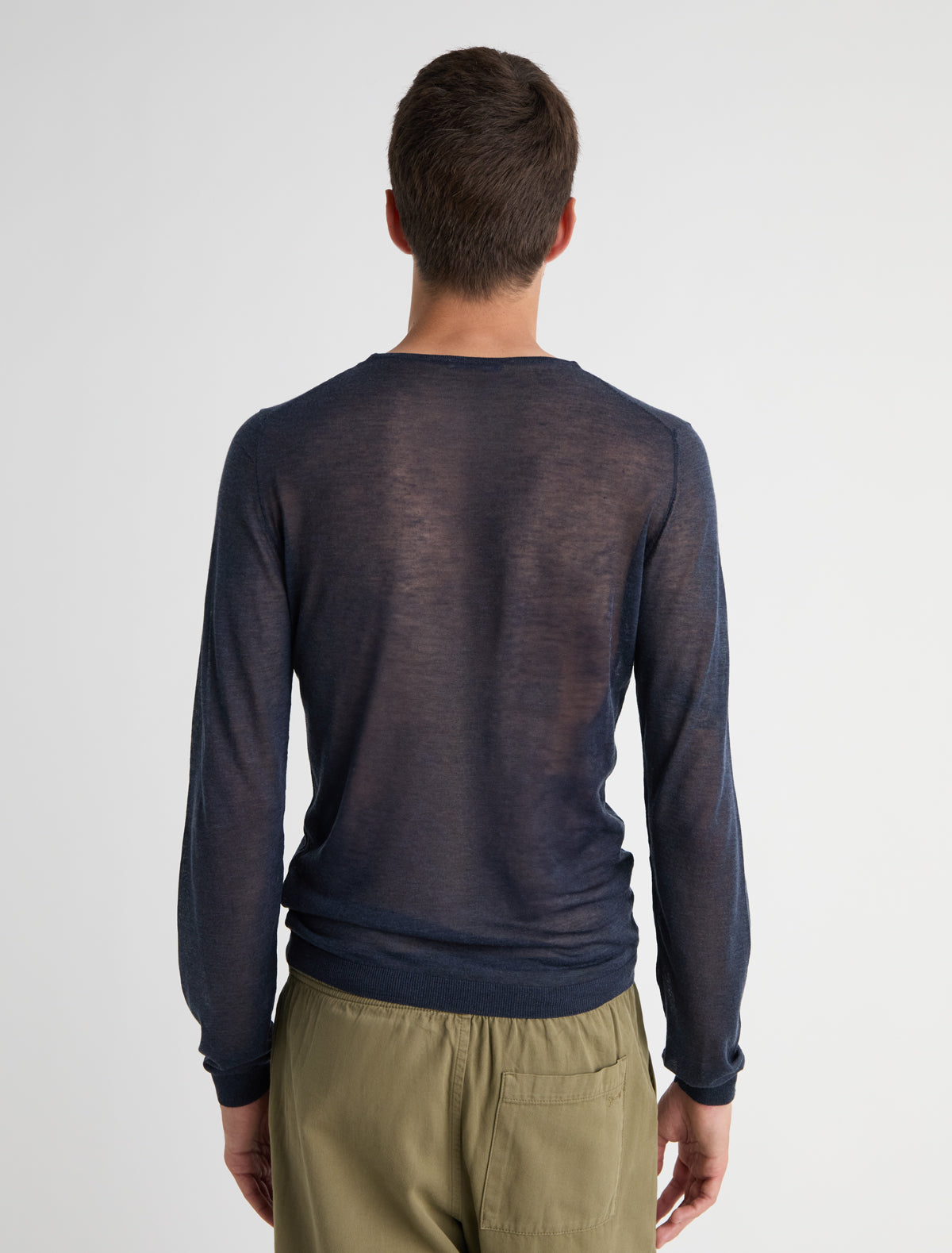 Round losa b mens long sleeved sweater round neckline navy