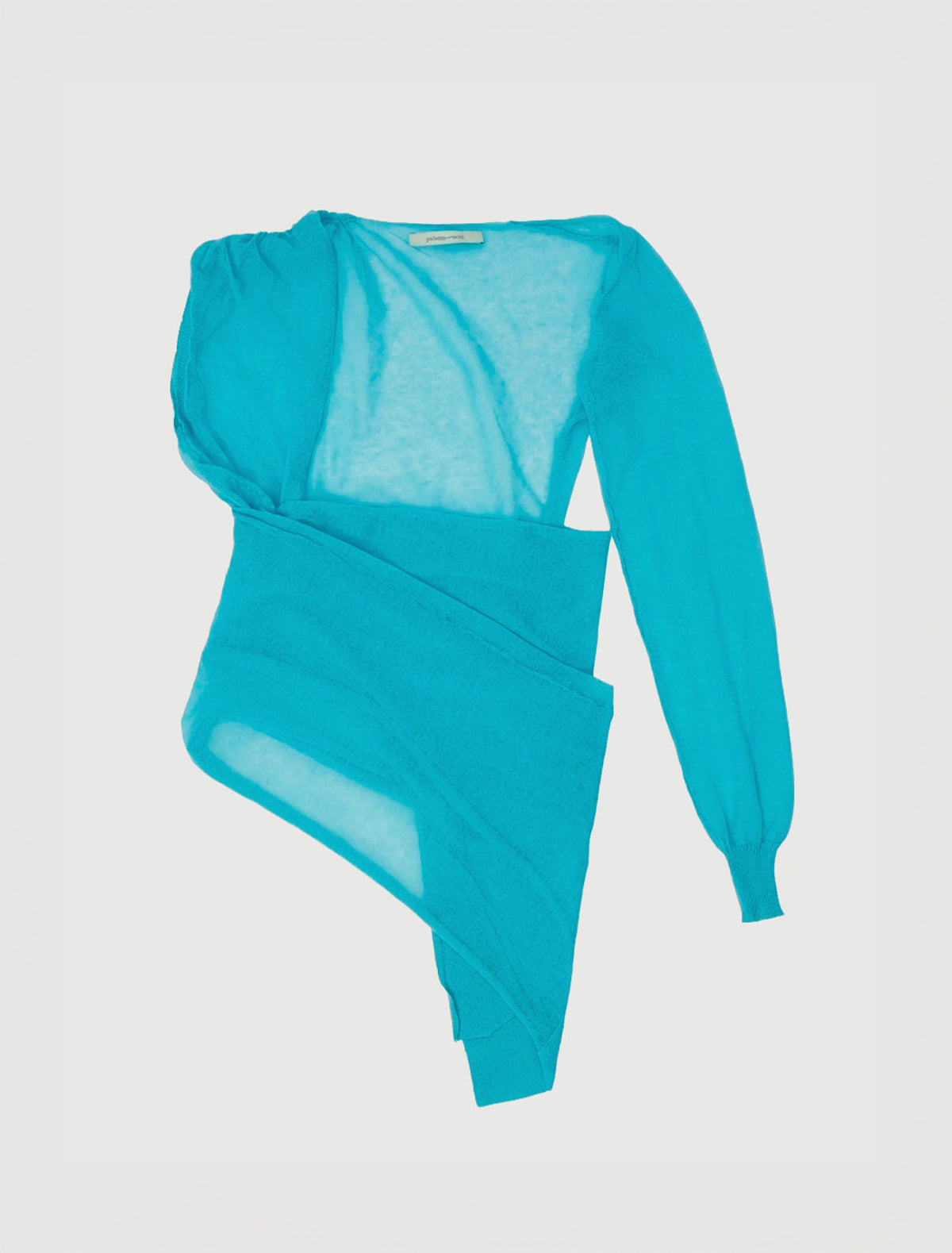 Samira wrap style knit top asymmetric design blue