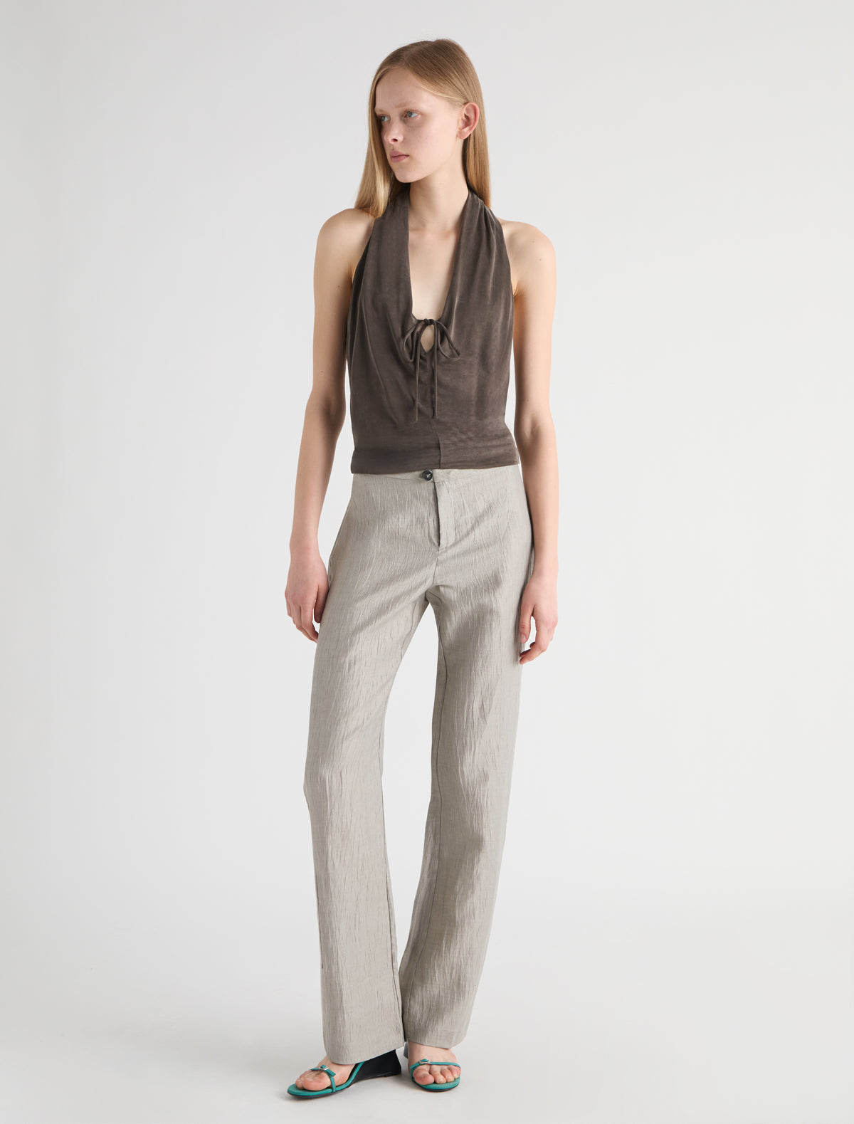 Shake straight leg trousers patch pocket bottom grey