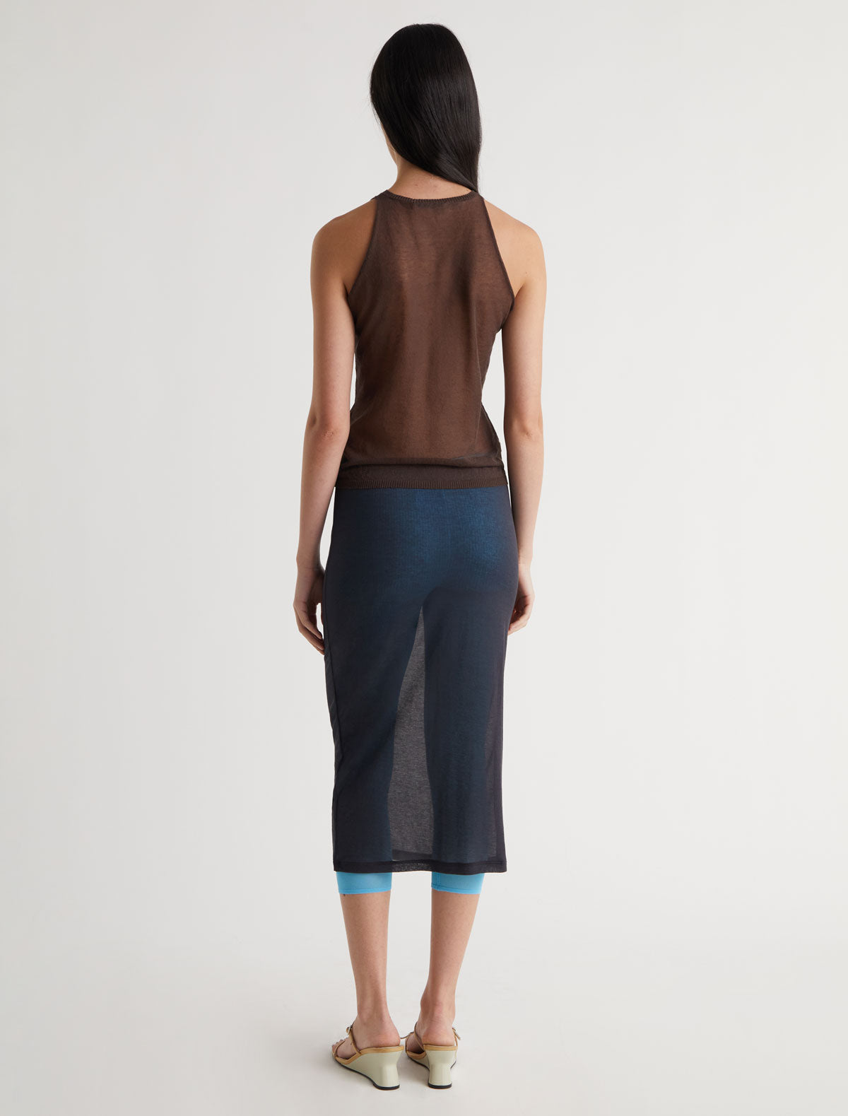 Iris sleeveless v neck top stripe detailing chest