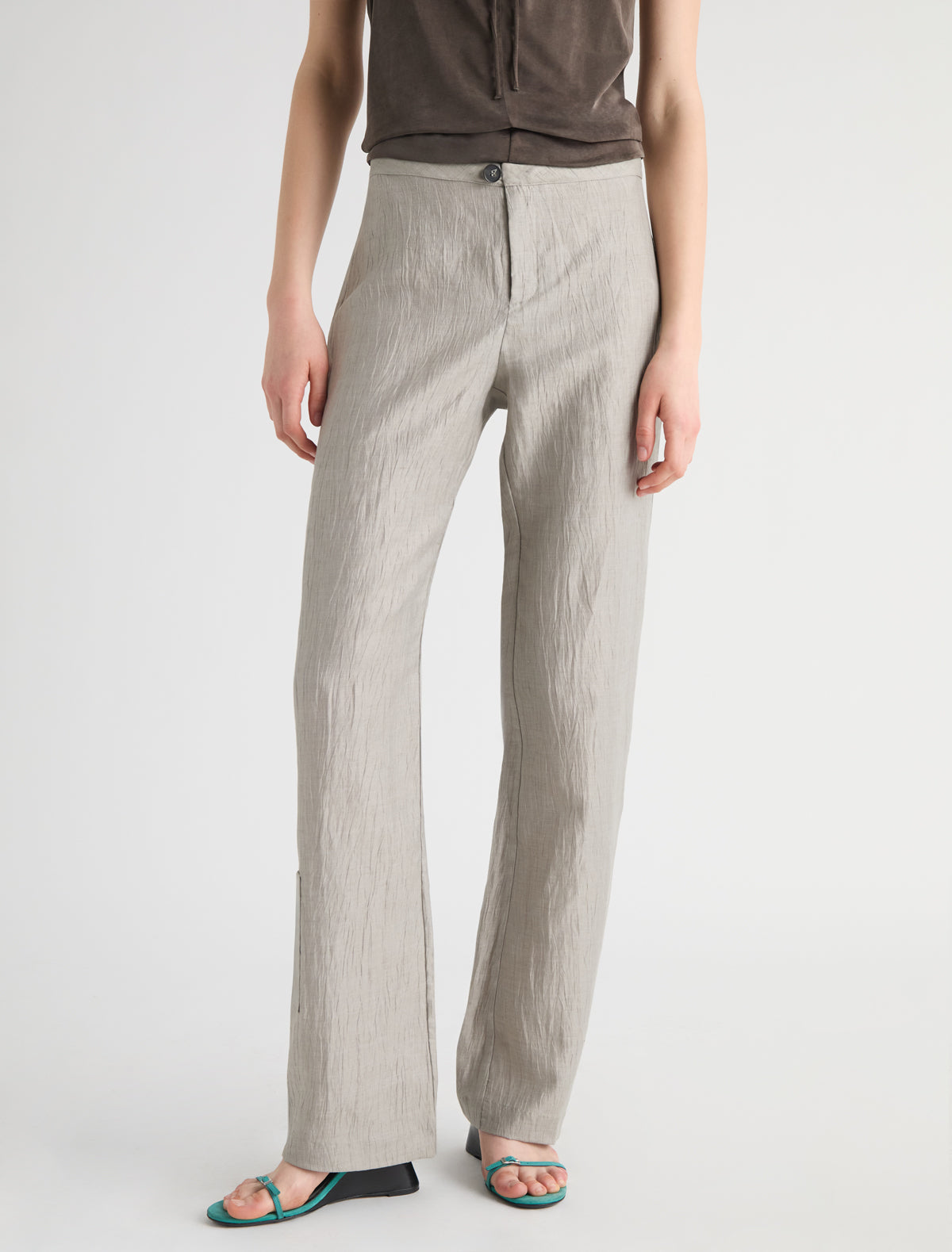 Shake straight leg trousers patch pocket bottom grey