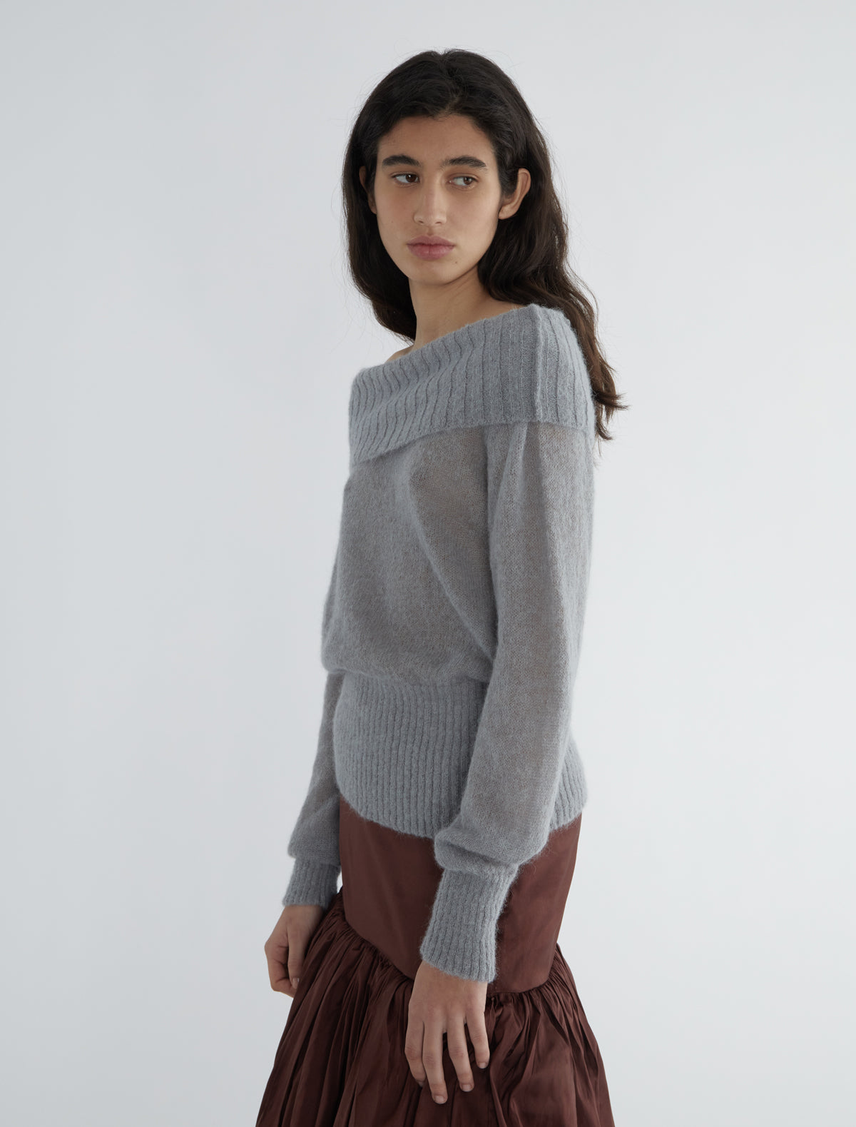 Sofre high neck ribed sweater lightgrey