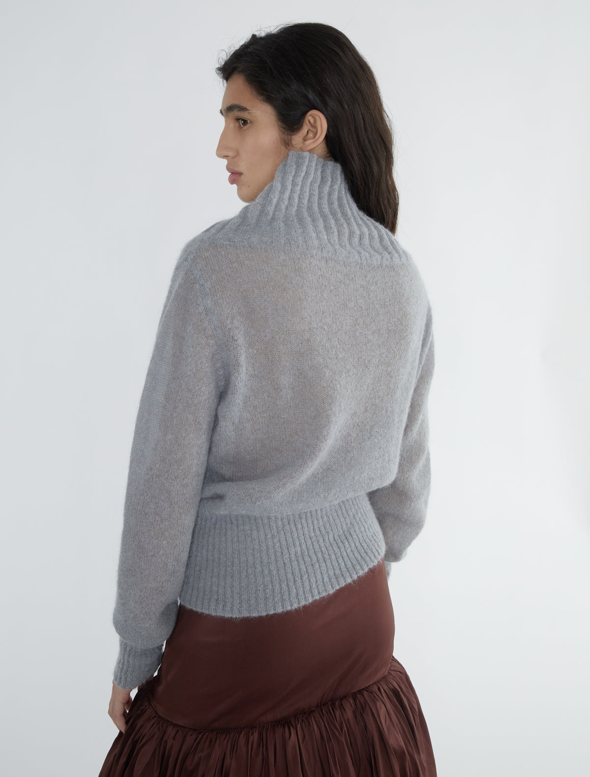 Sofre high neck ribed sweater lightgrey