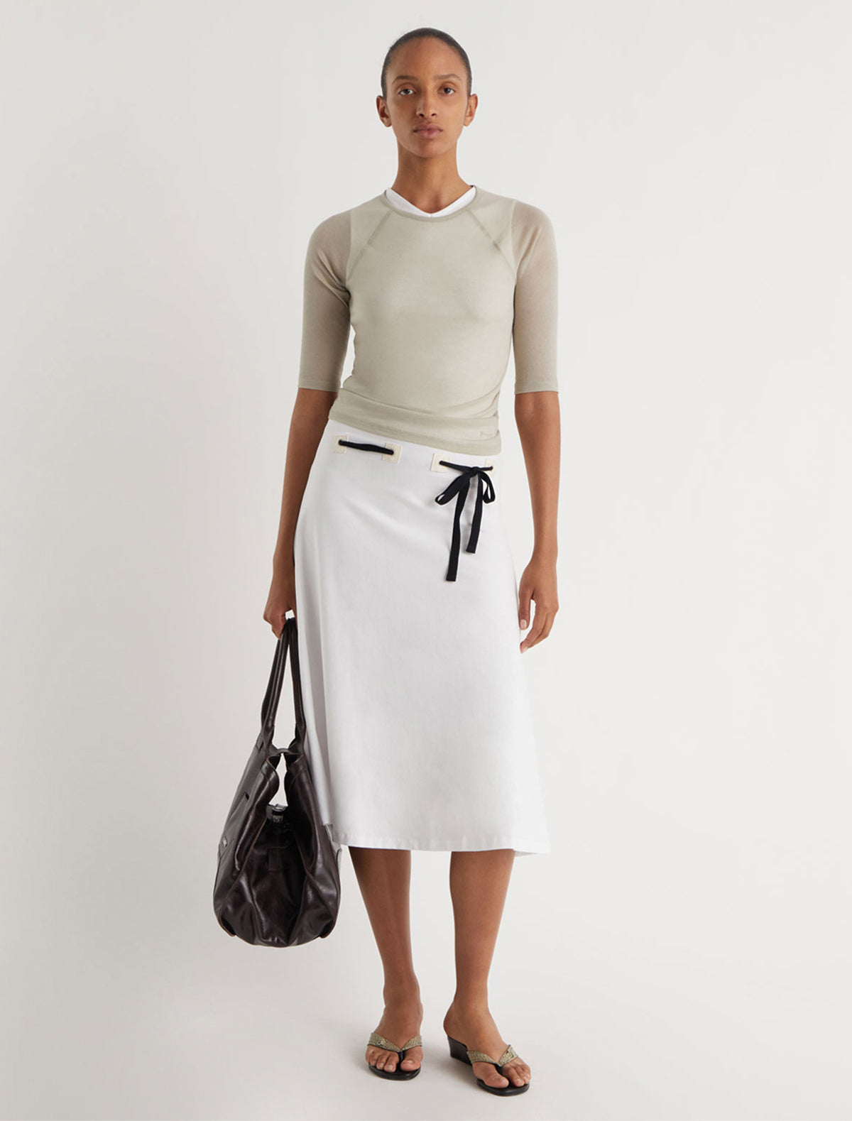 Suni dress fabric patch details hips eyelets white
