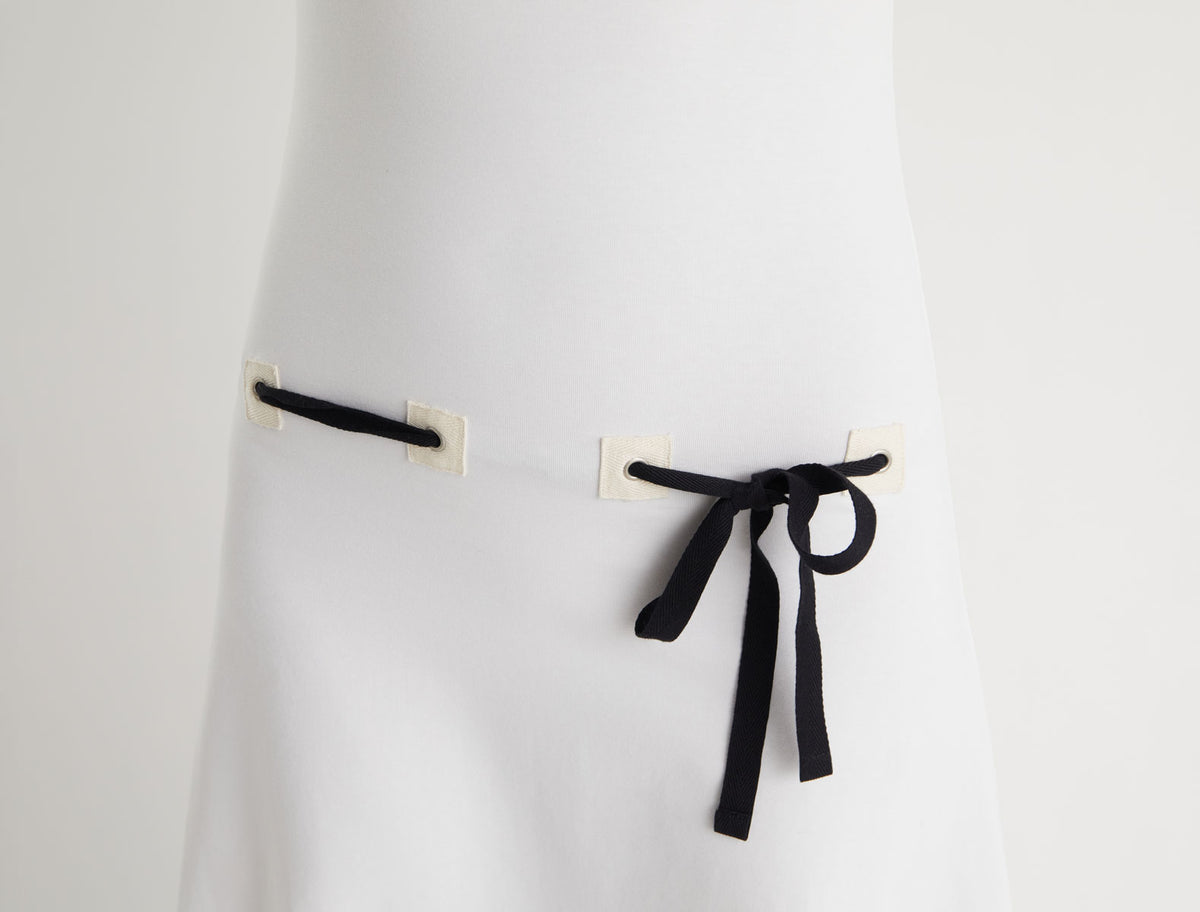 Suni dress fabric patch details hips eyelets white