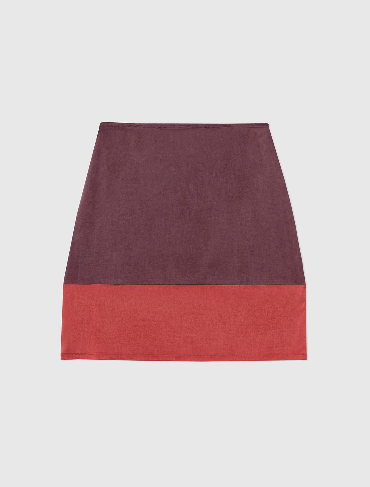 Mika cupro pencil skirt contrasting panel bottom aubergine