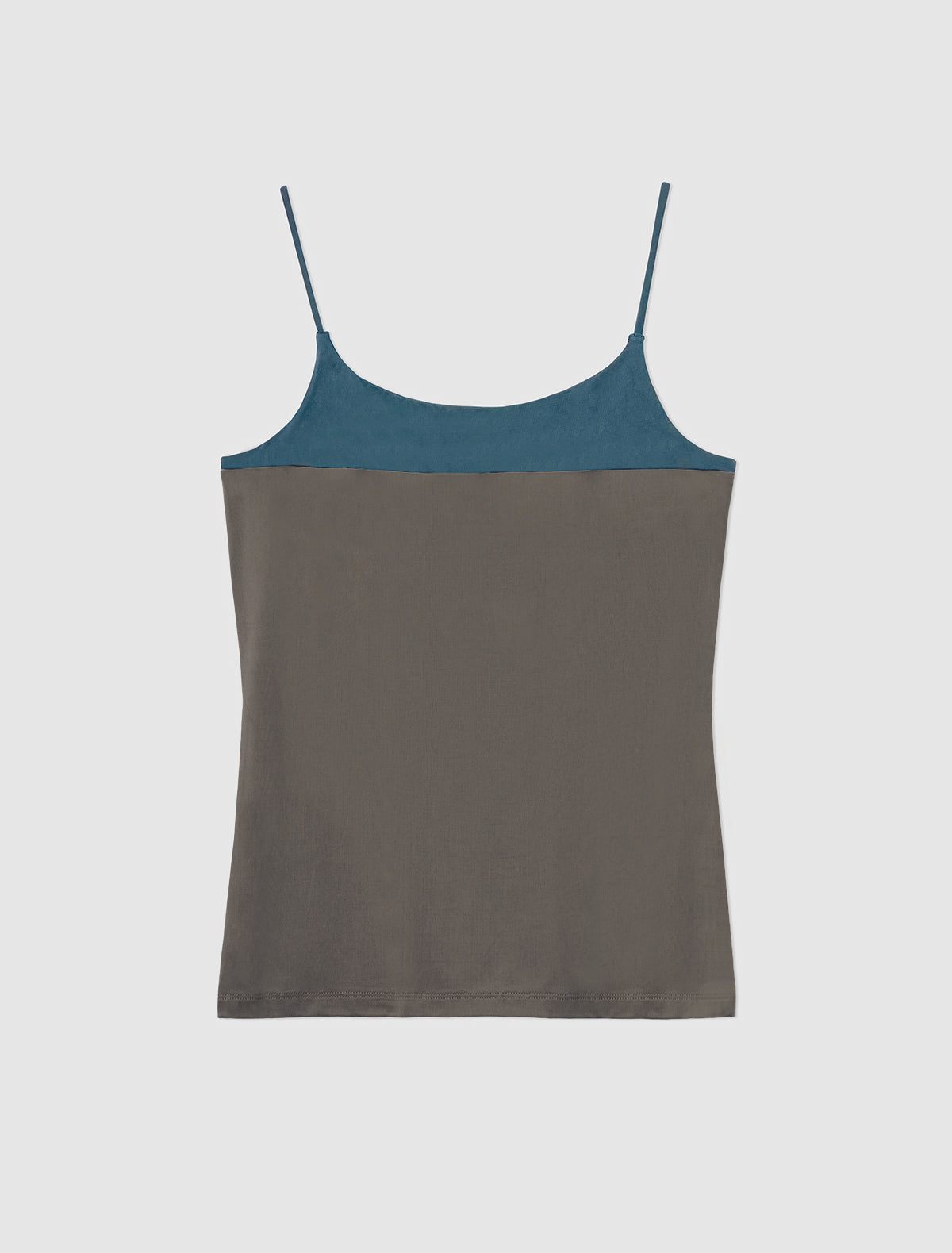 Zuno cupro strappy top contrasting panel chest khaki
