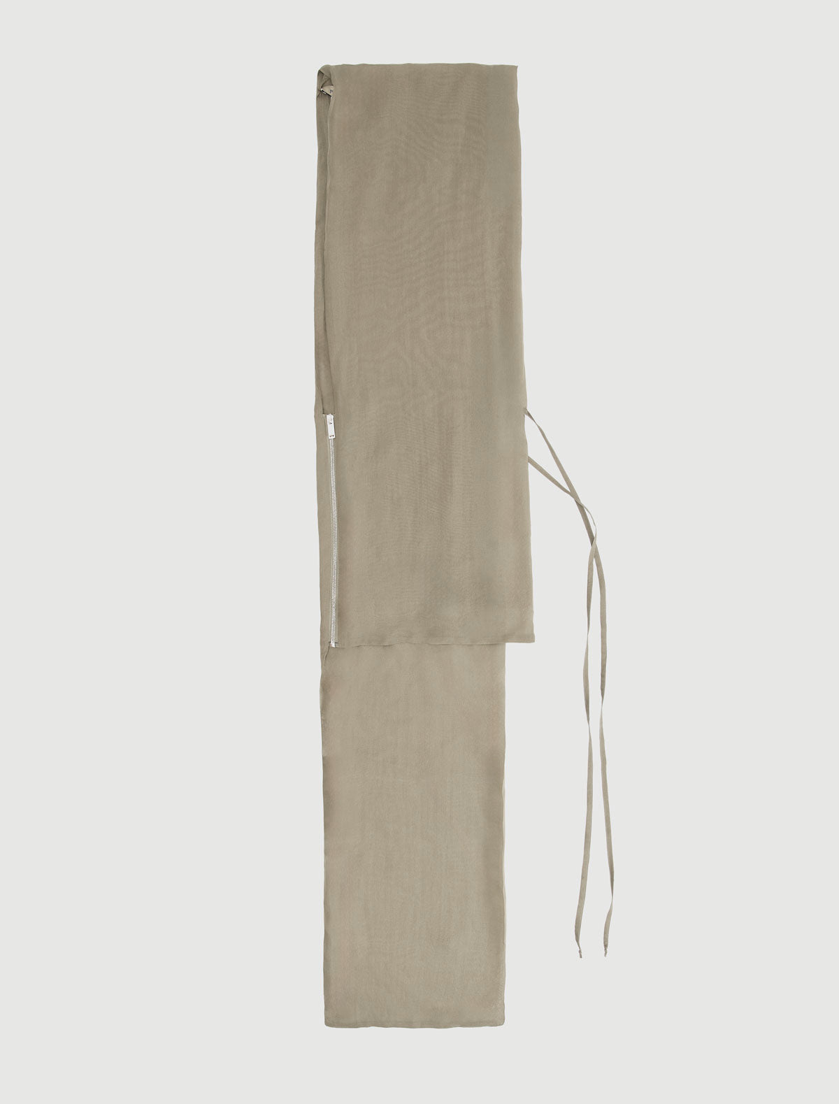 Jinno silk top double slider front zip closure khaki