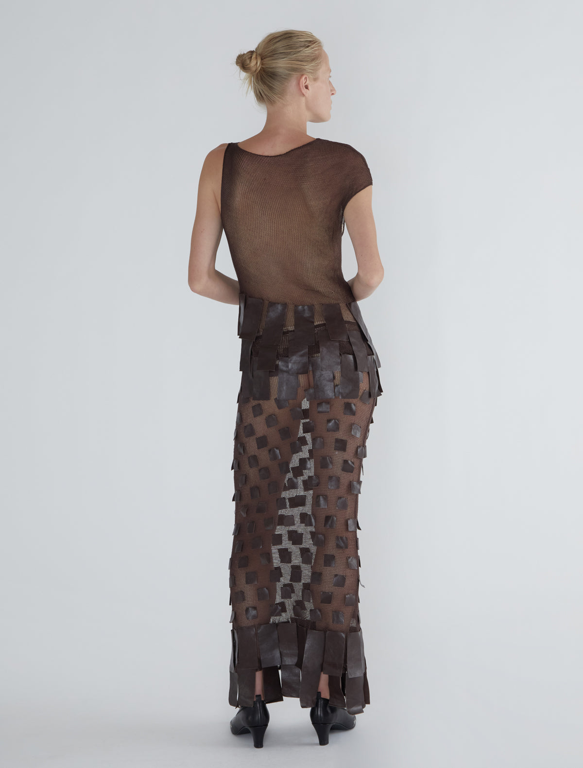 Juana 0003 asymmetric top fringe like leather patches